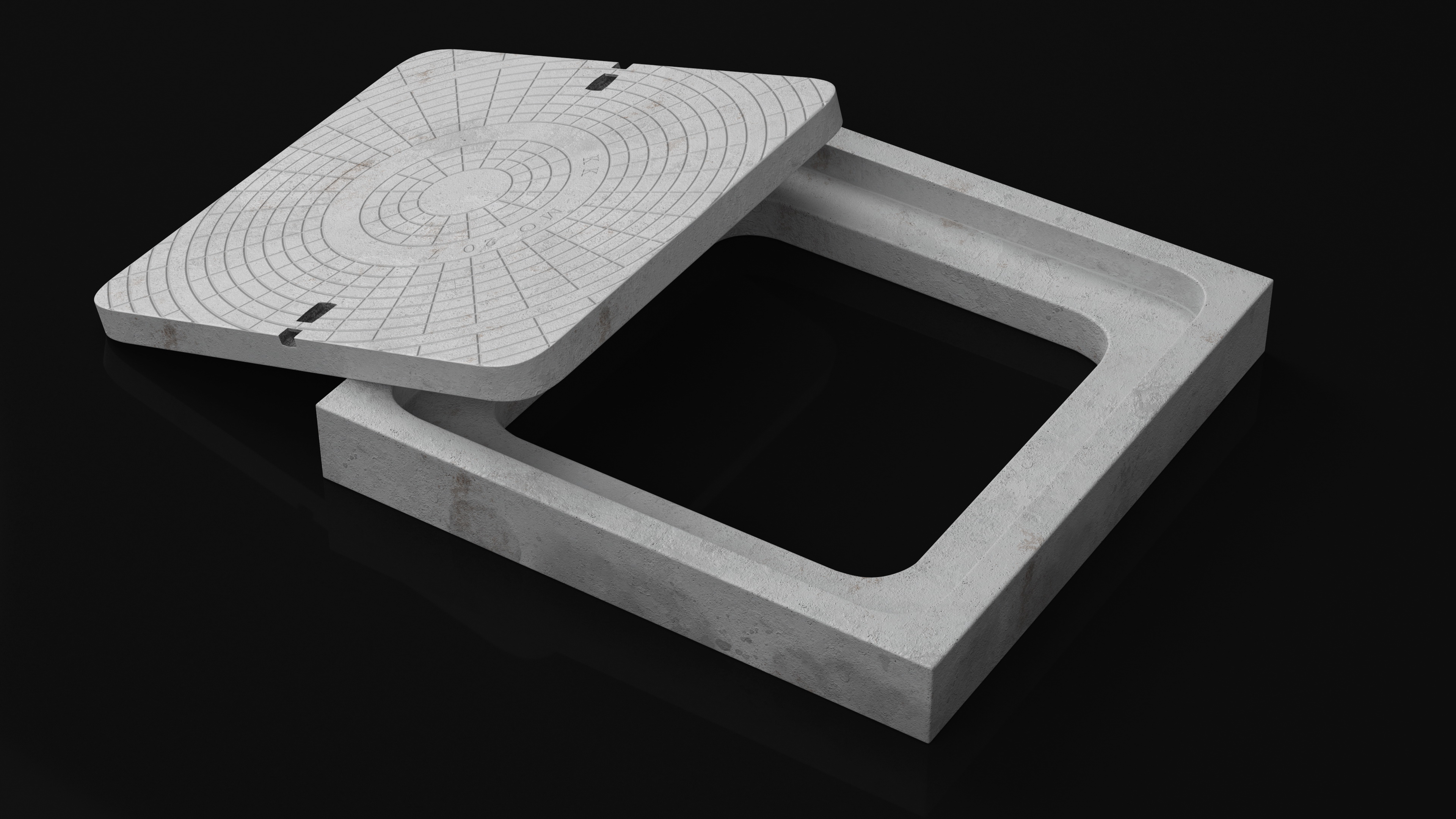 Concrete Manhole Cover Square 3D model