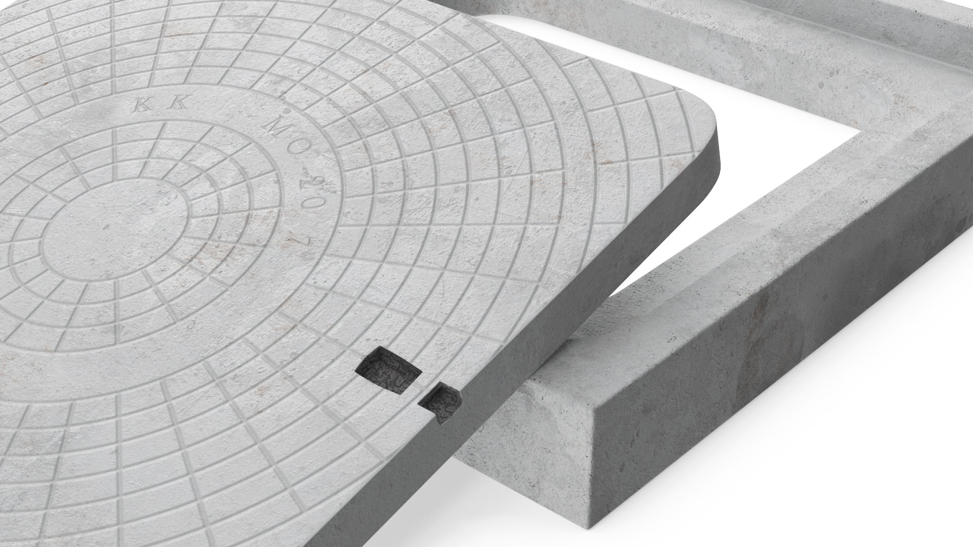 Concrete Manhole Cover Square 3D model