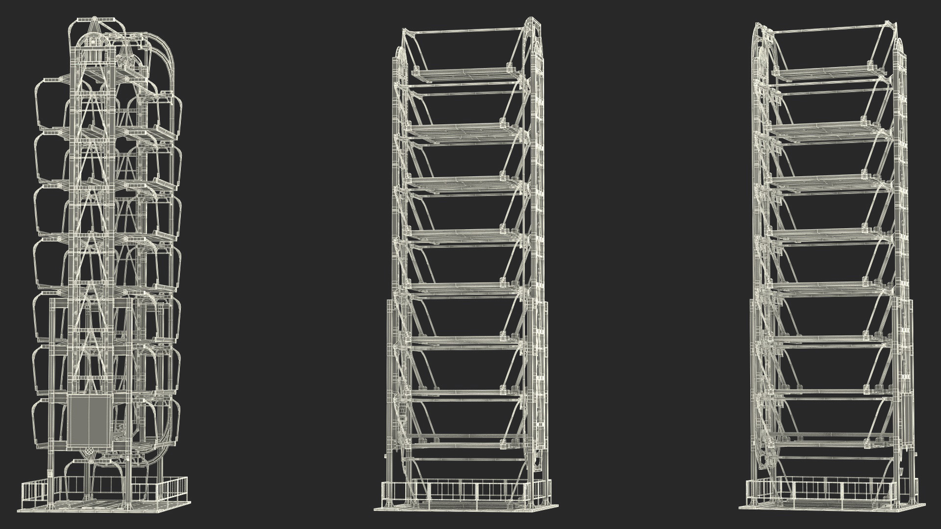 16 Place Rotary Car Parking Lift System 3D model