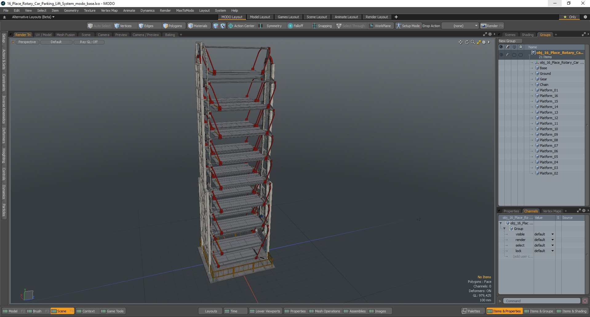 16 Place Rotary Car Parking Lift System 3D model