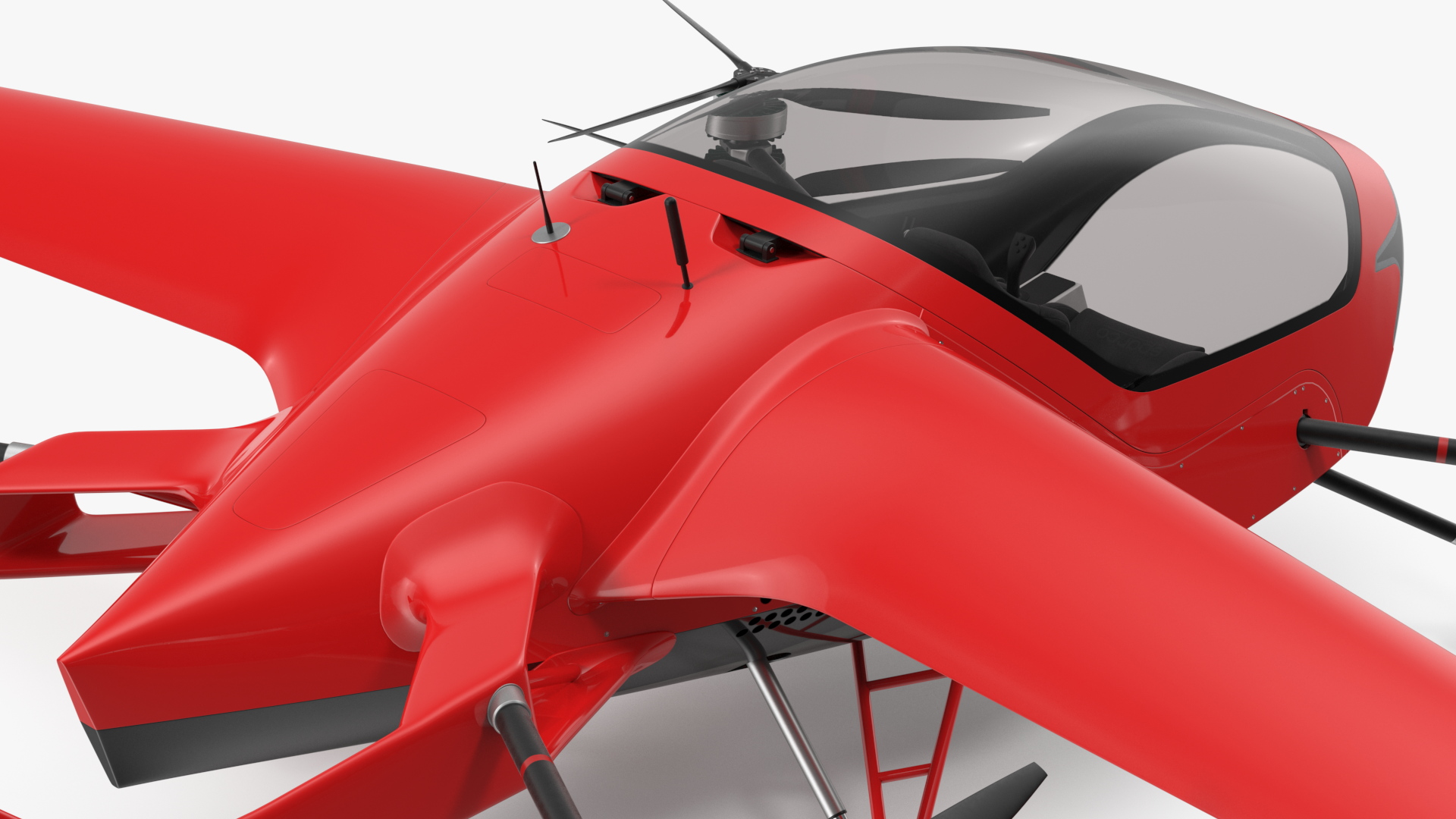 Personal Electric Aircraft Red Rigged 3D