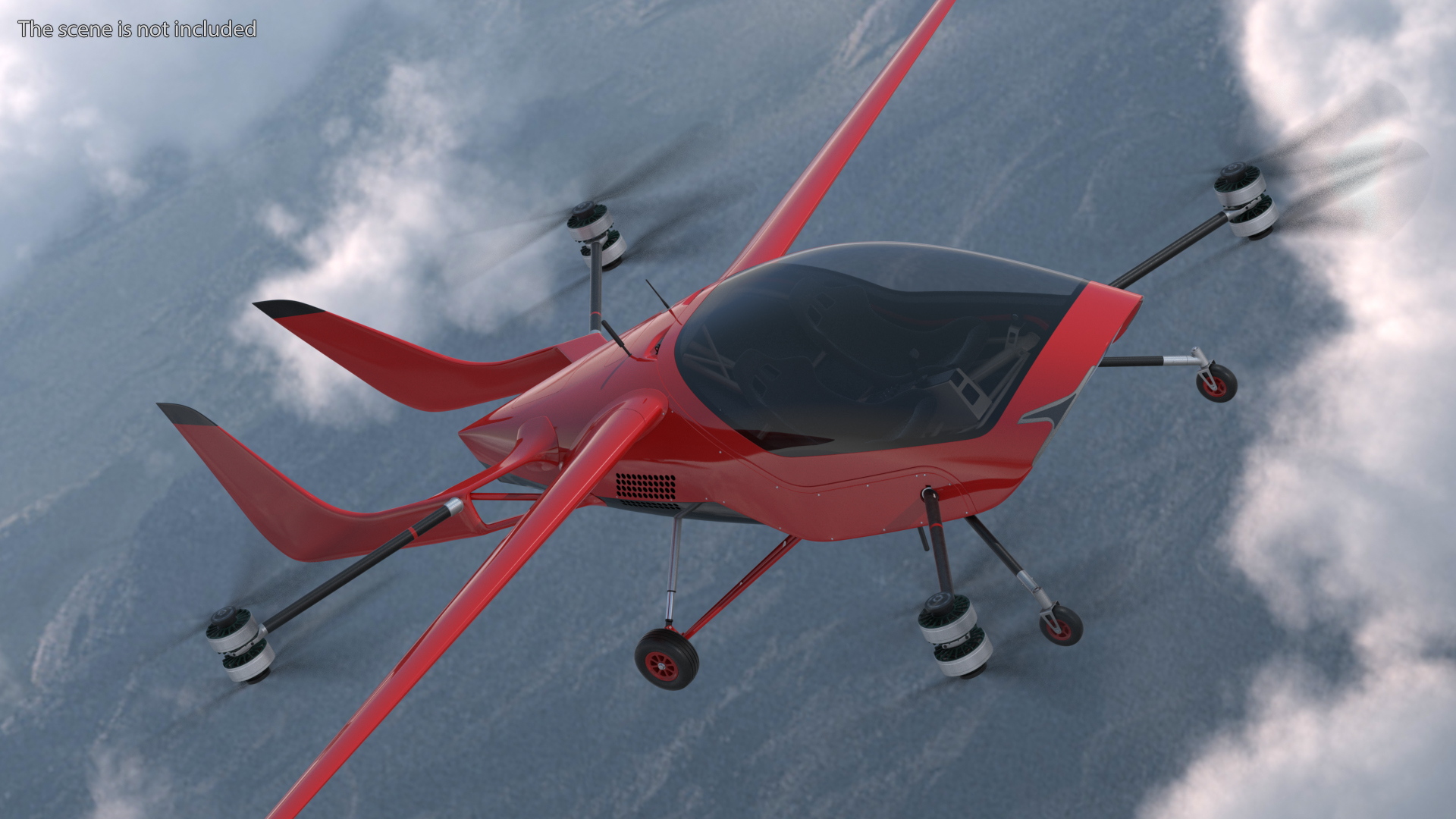 Personal Electric Aircraft Red Rigged 3D