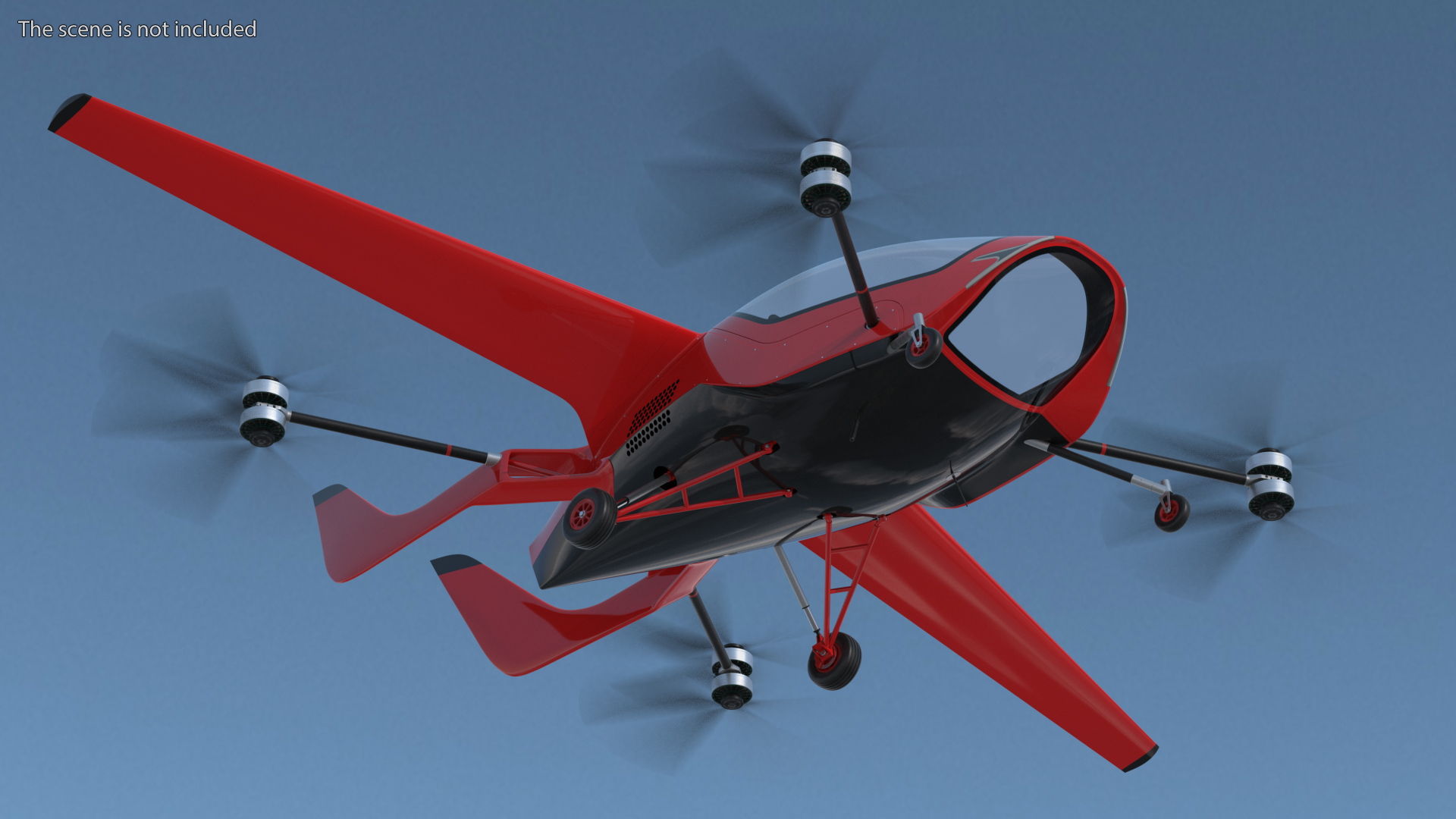 Personal Electric Aircraft Red Rigged 3D