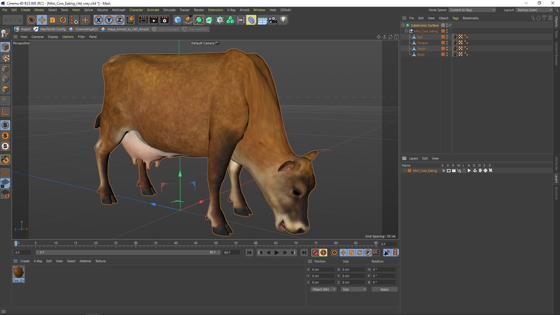 3D model Mini Cow Eating