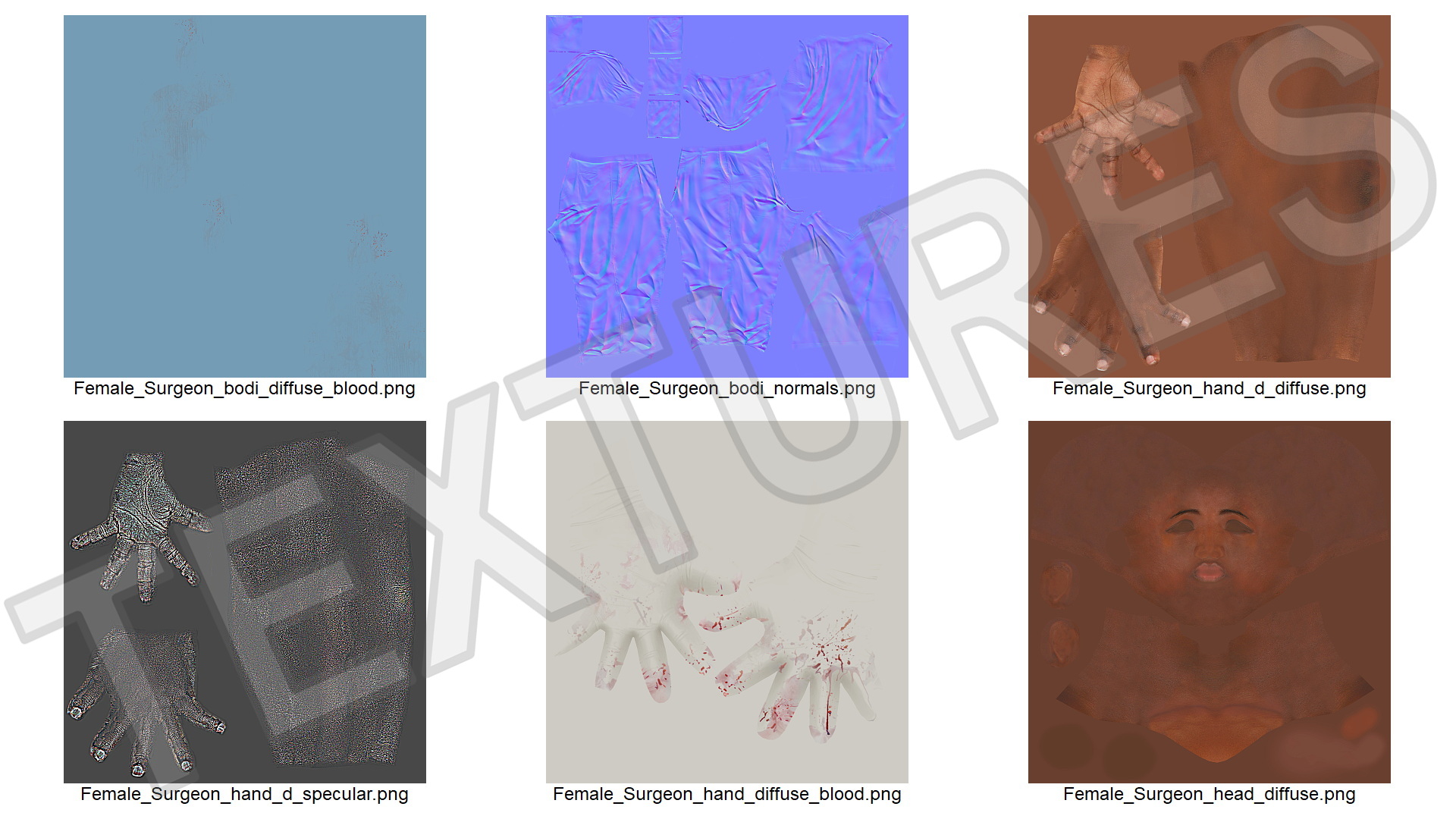 Female Medical Professional in Scrubs with Bloodstains Rigged Fur for Maya 3D model