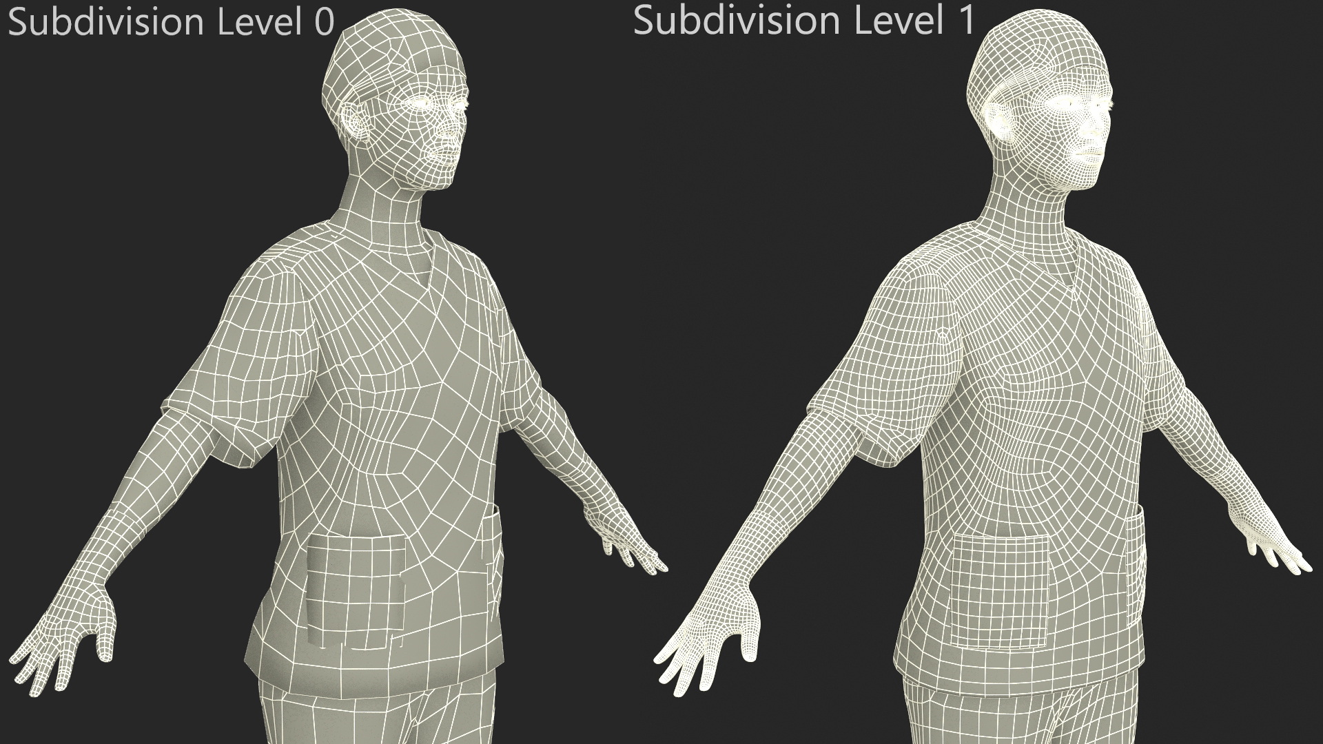 Female Medical Professional in Scrubs with Bloodstains Rigged Fur for Maya 3D model