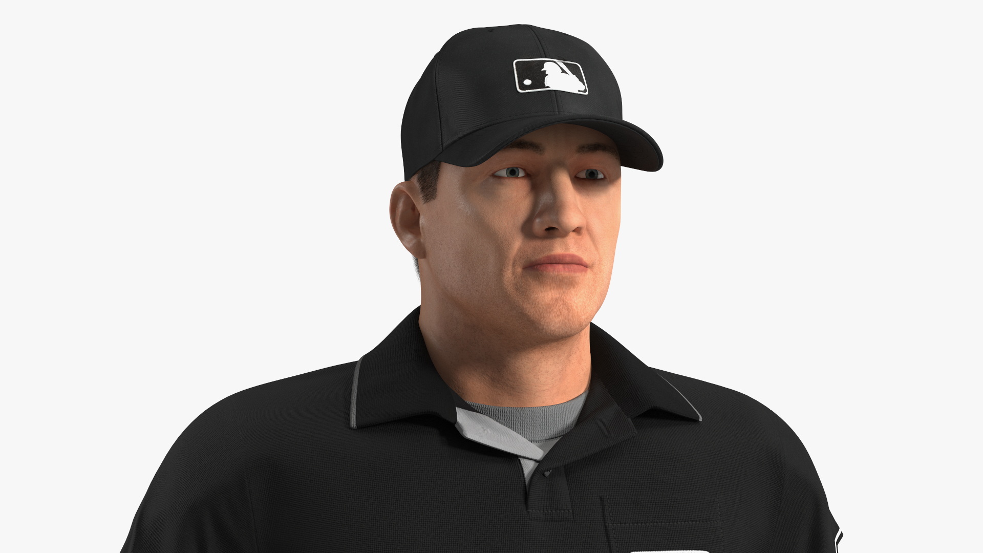 Baseball Umpire in Cap Basic Pose Fur 3D
