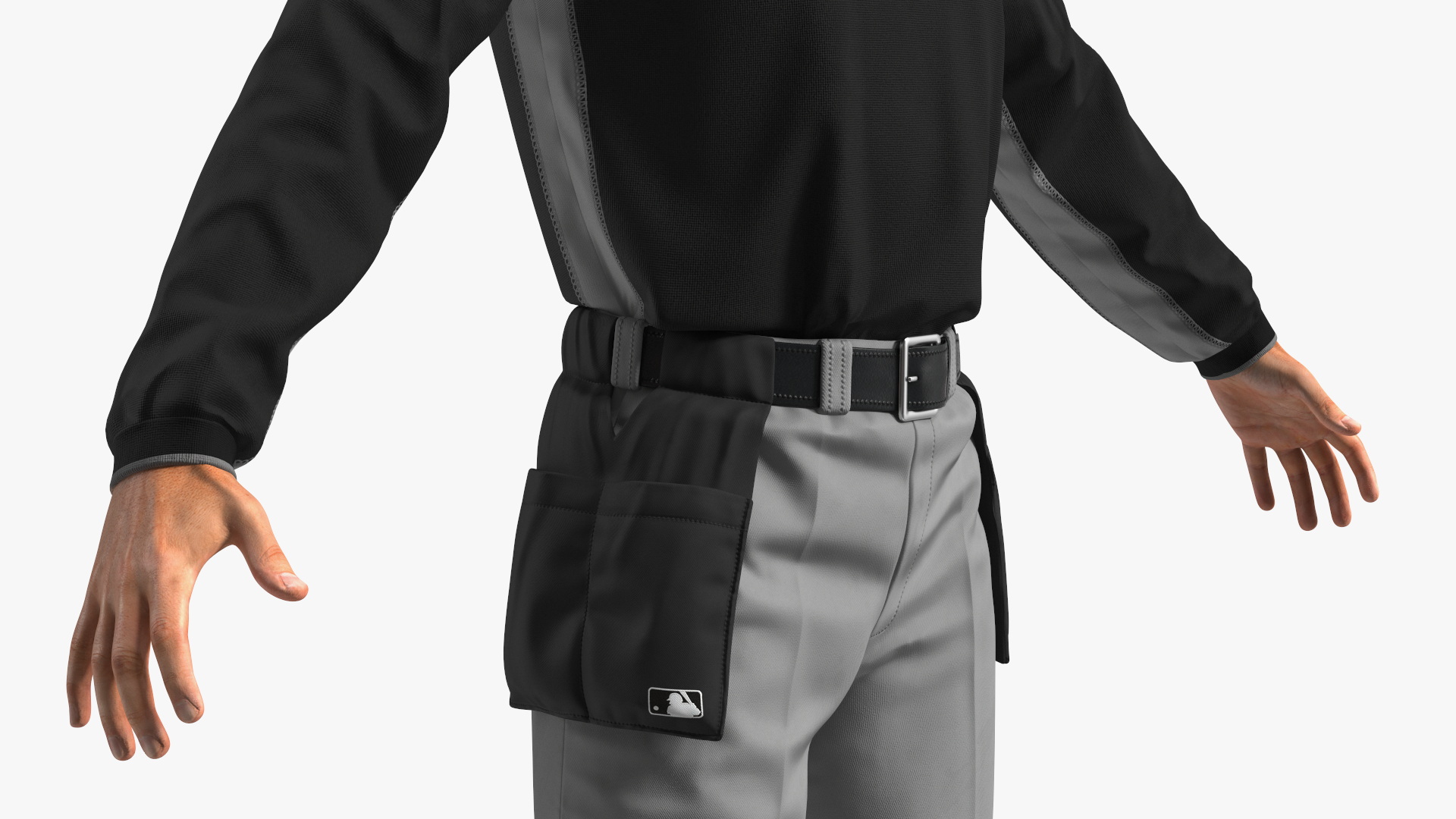 Baseball Umpire in Cap Basic Pose Fur 3D