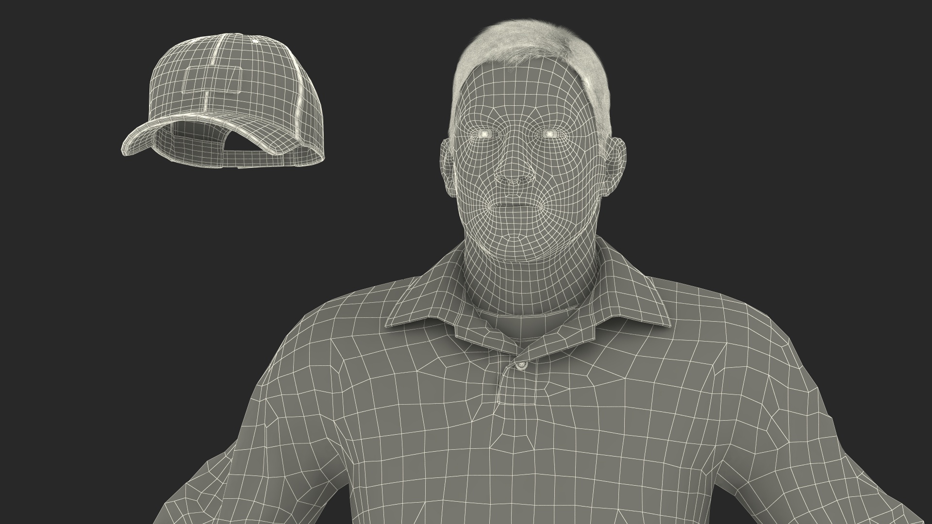 Baseball Umpire in Cap Basic Pose Fur 3D
