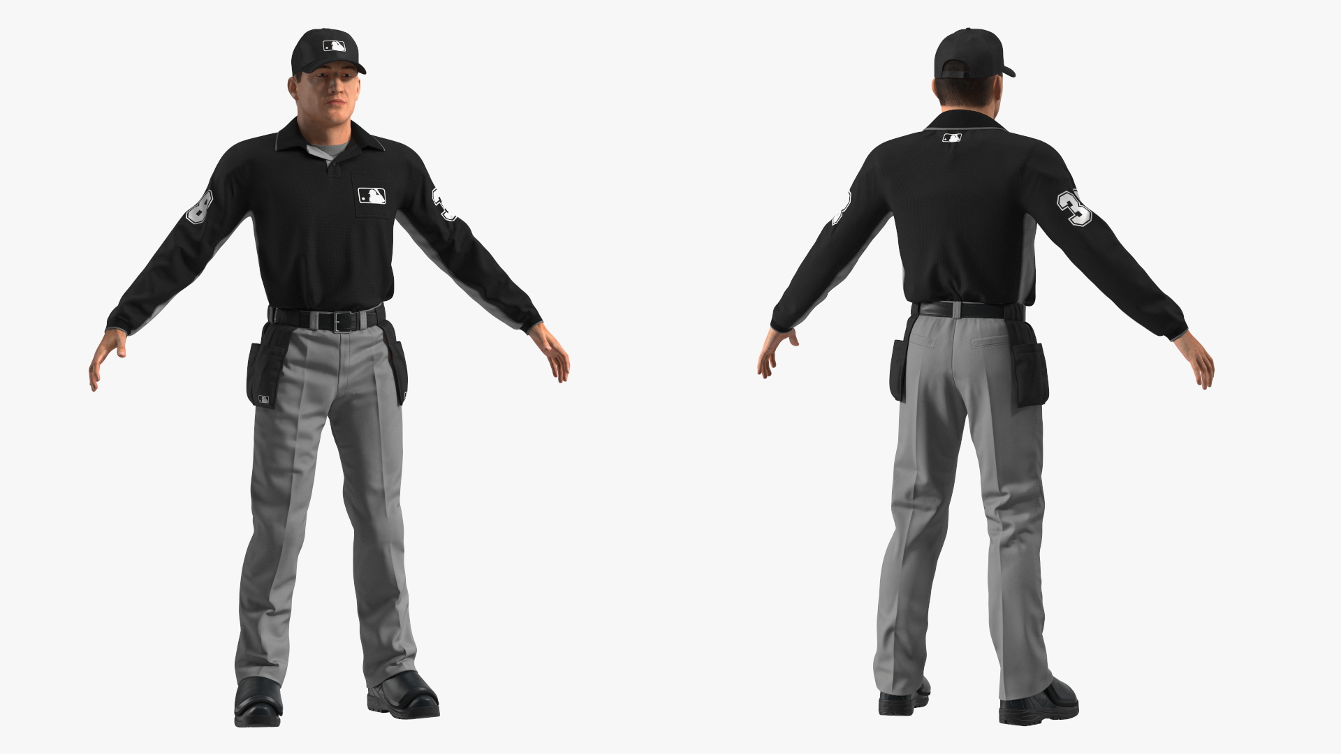 Baseball Umpire in Cap Basic Pose Fur 3D