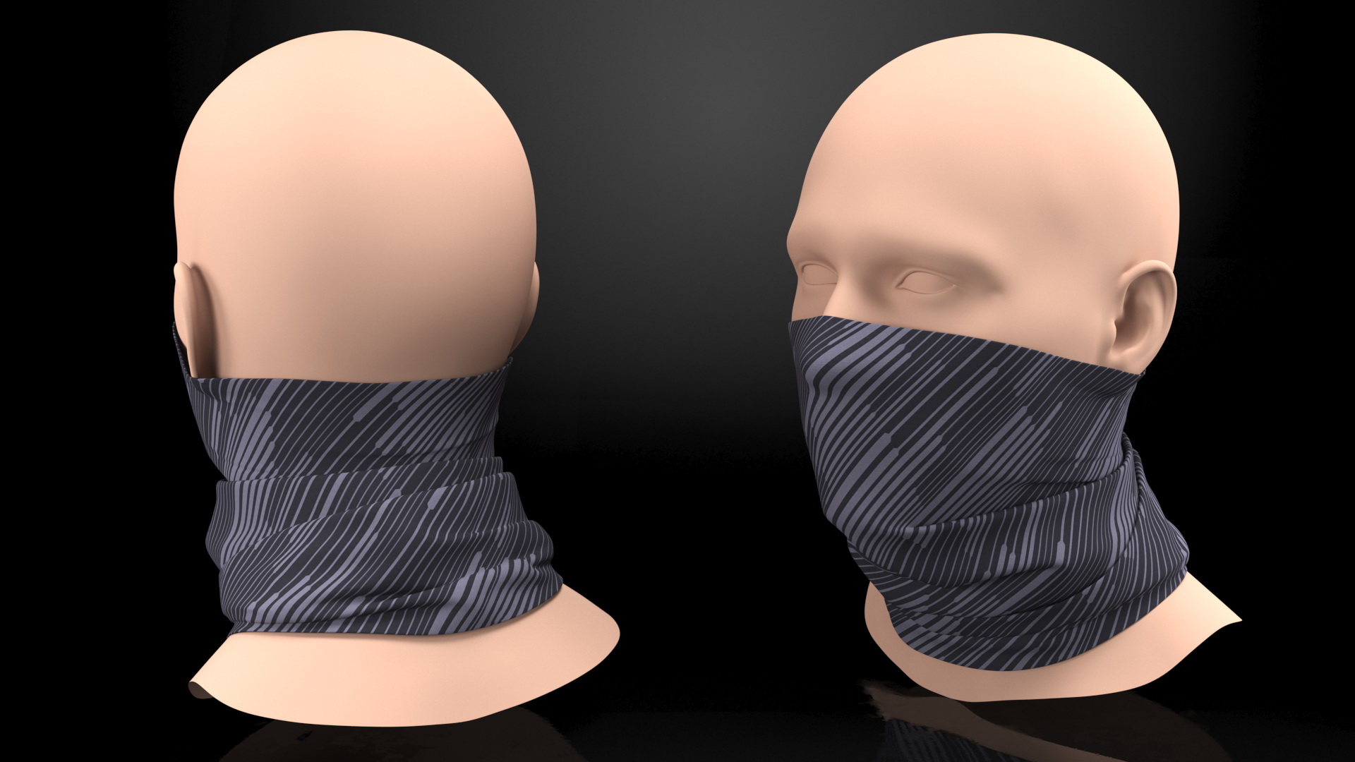 Elastic Half Face Neck Gaiter 3D model