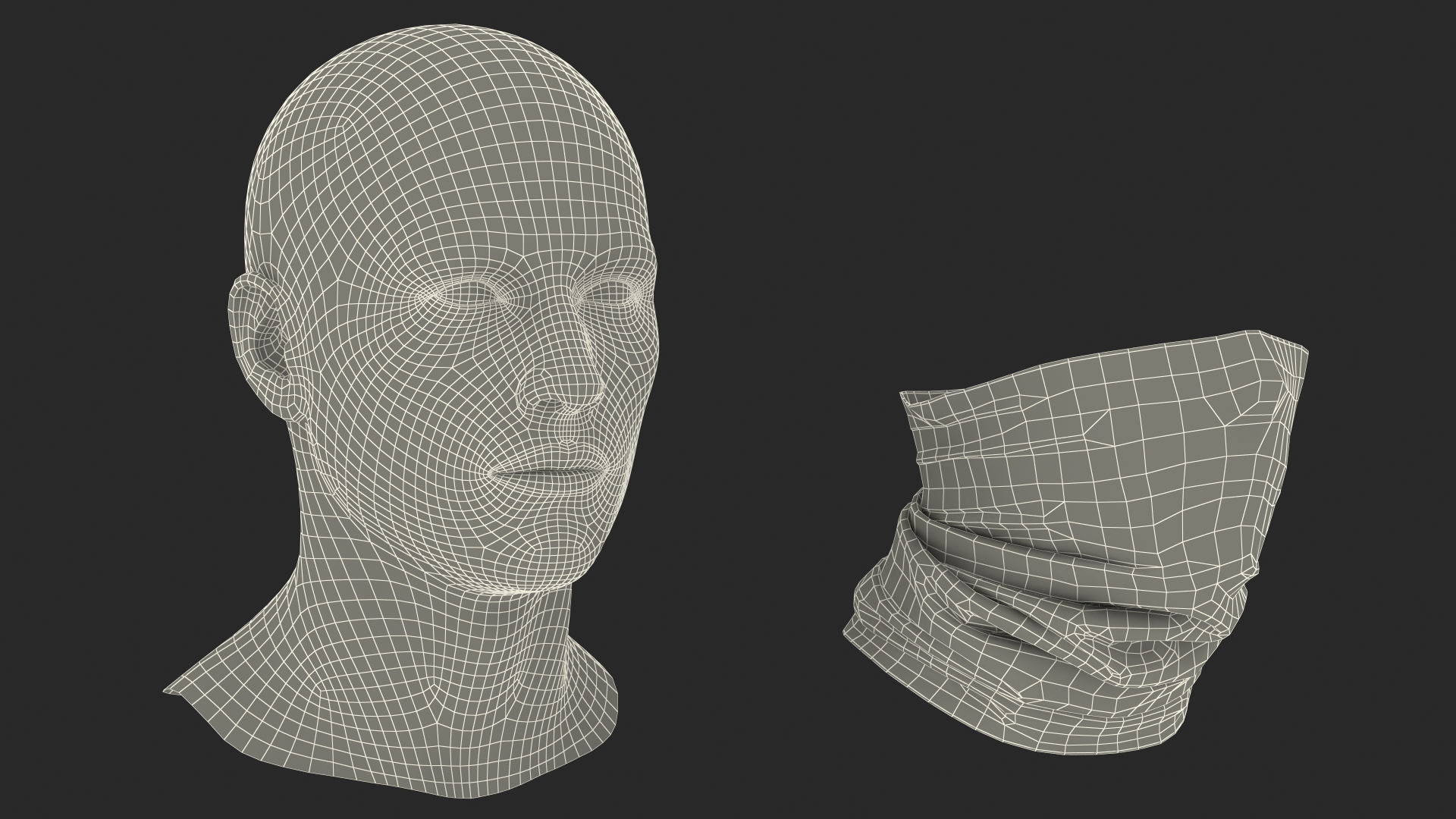Elastic Half Face Neck Gaiter 3D model