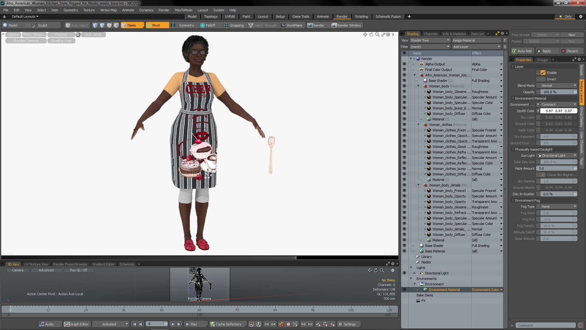 Afro American Woman Kitchen Style Rigged for Modo 3D model