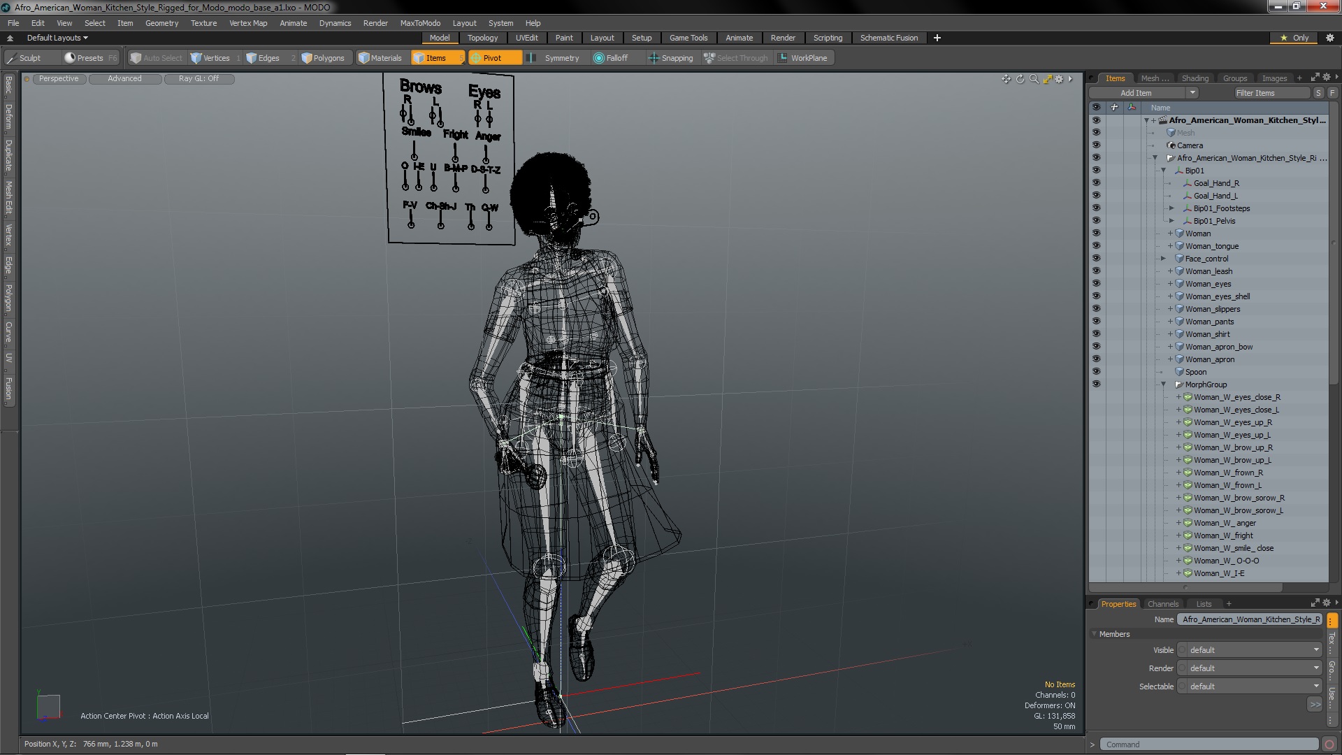 Afro American Woman Kitchen Style Rigged for Modo 3D model