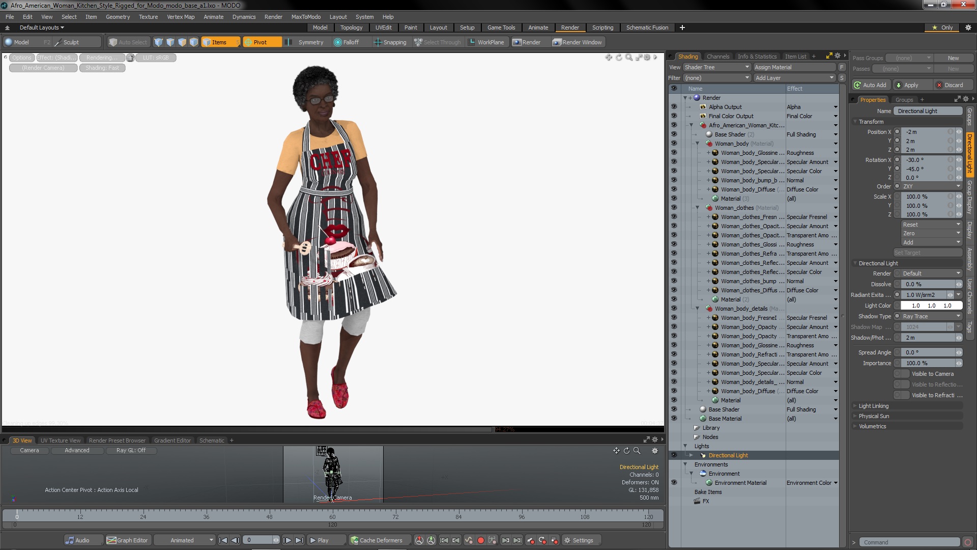 Afro American Woman Kitchen Style Rigged for Modo 3D model