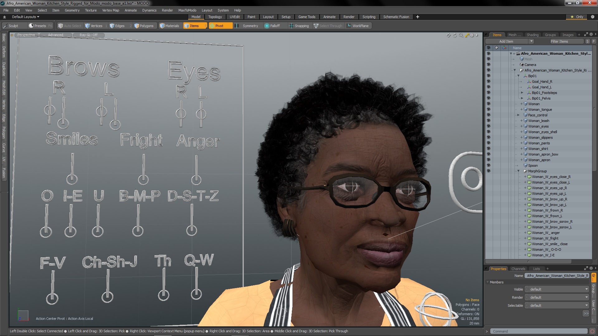Afro American Woman Kitchen Style Rigged for Modo 3D model