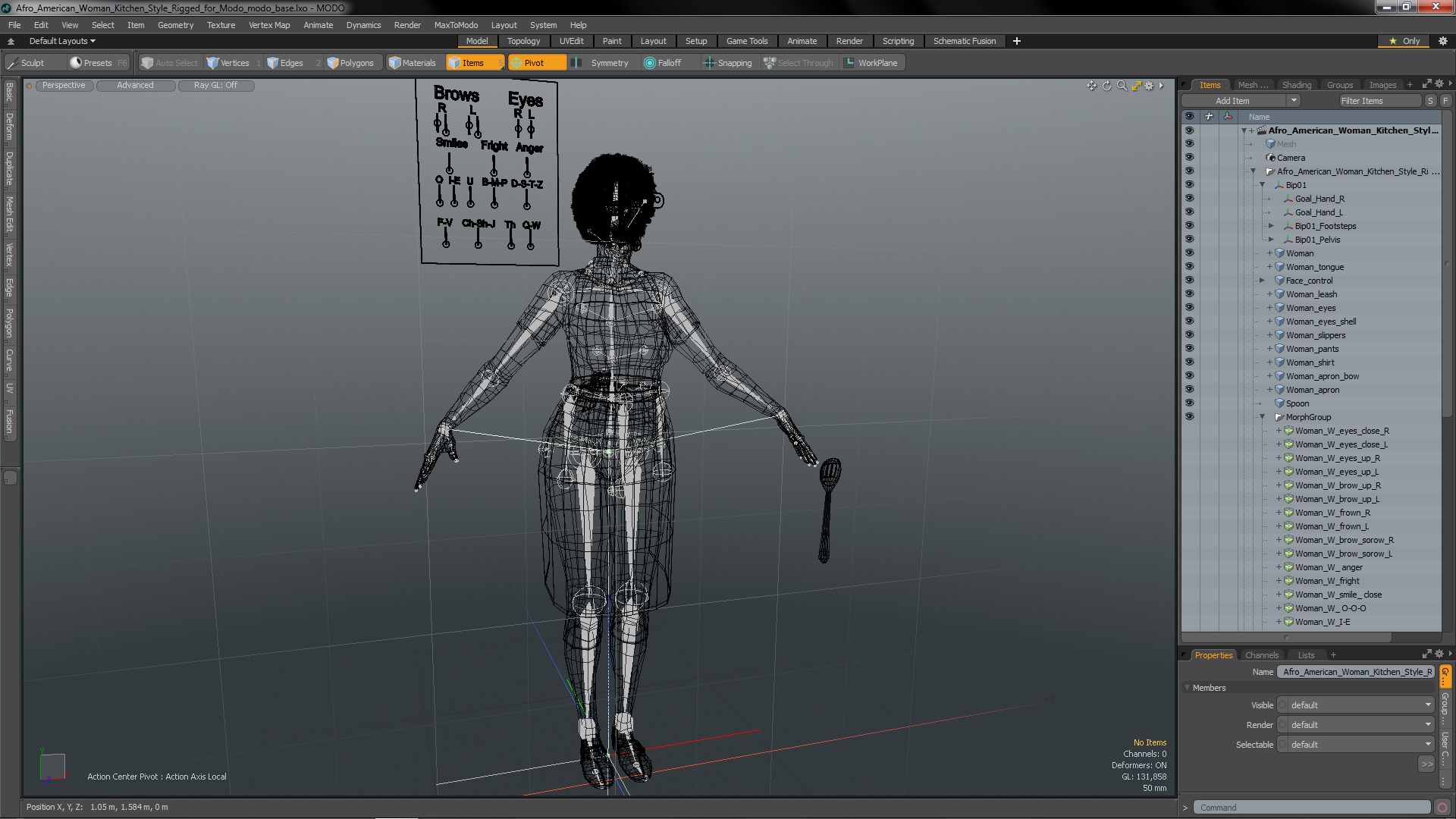 Afro American Woman Kitchen Style Rigged for Modo 3D model
