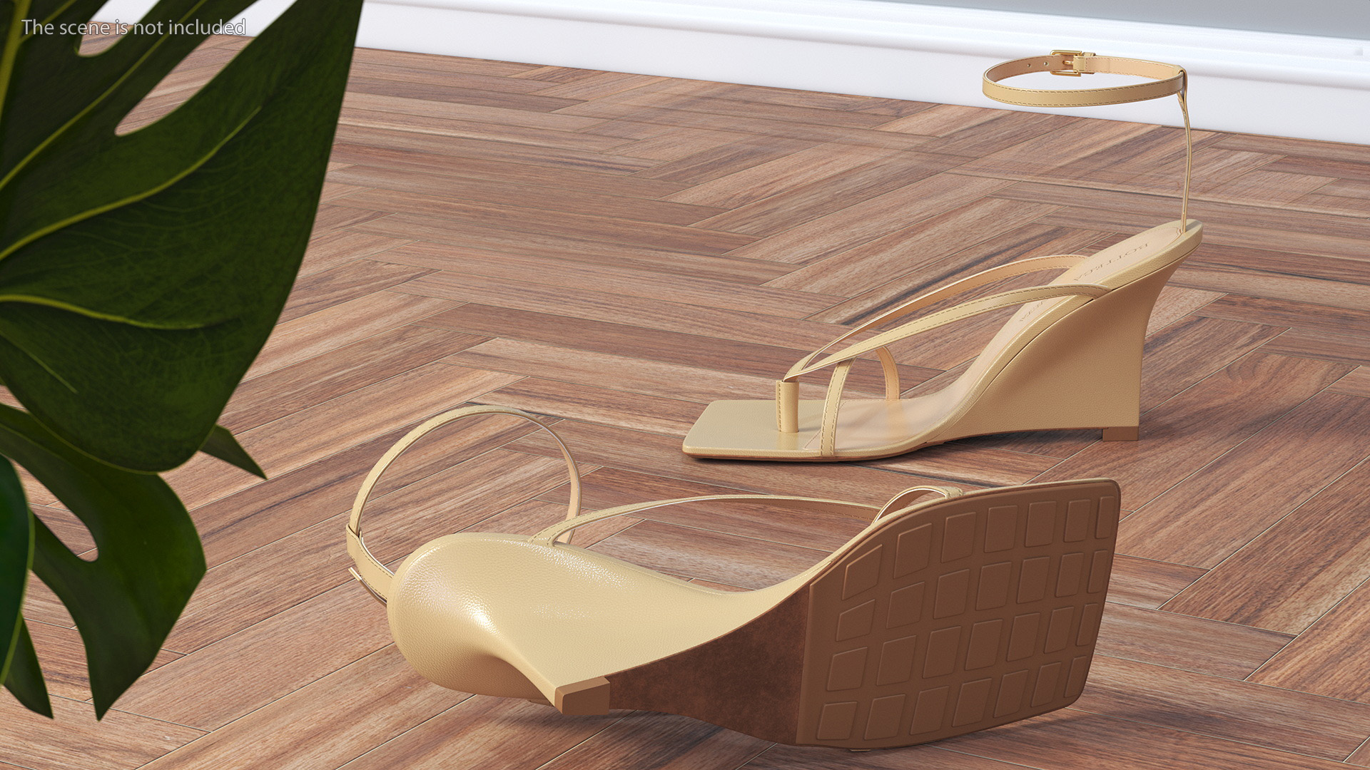 Bottega Veneta Stretch Wedge Sandals Beige 3D