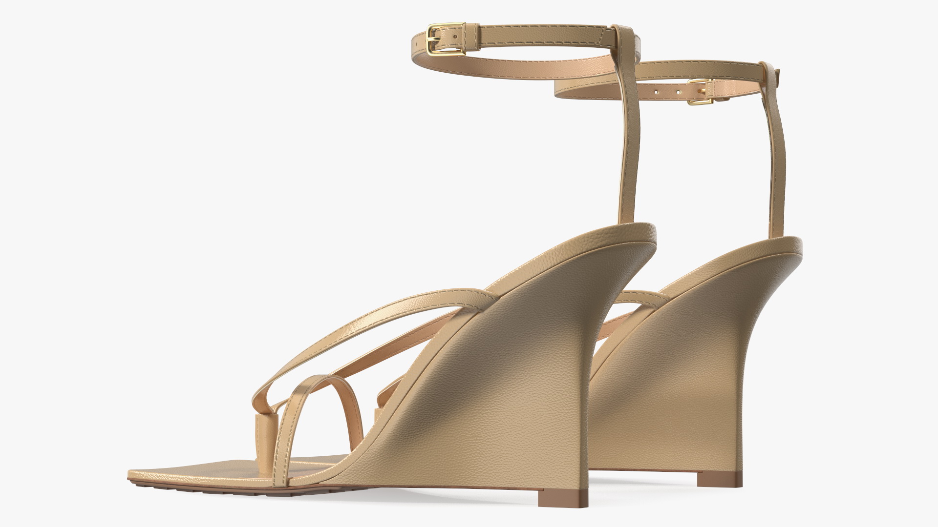 Bottega Veneta Stretch Wedge Sandals Beige 3D