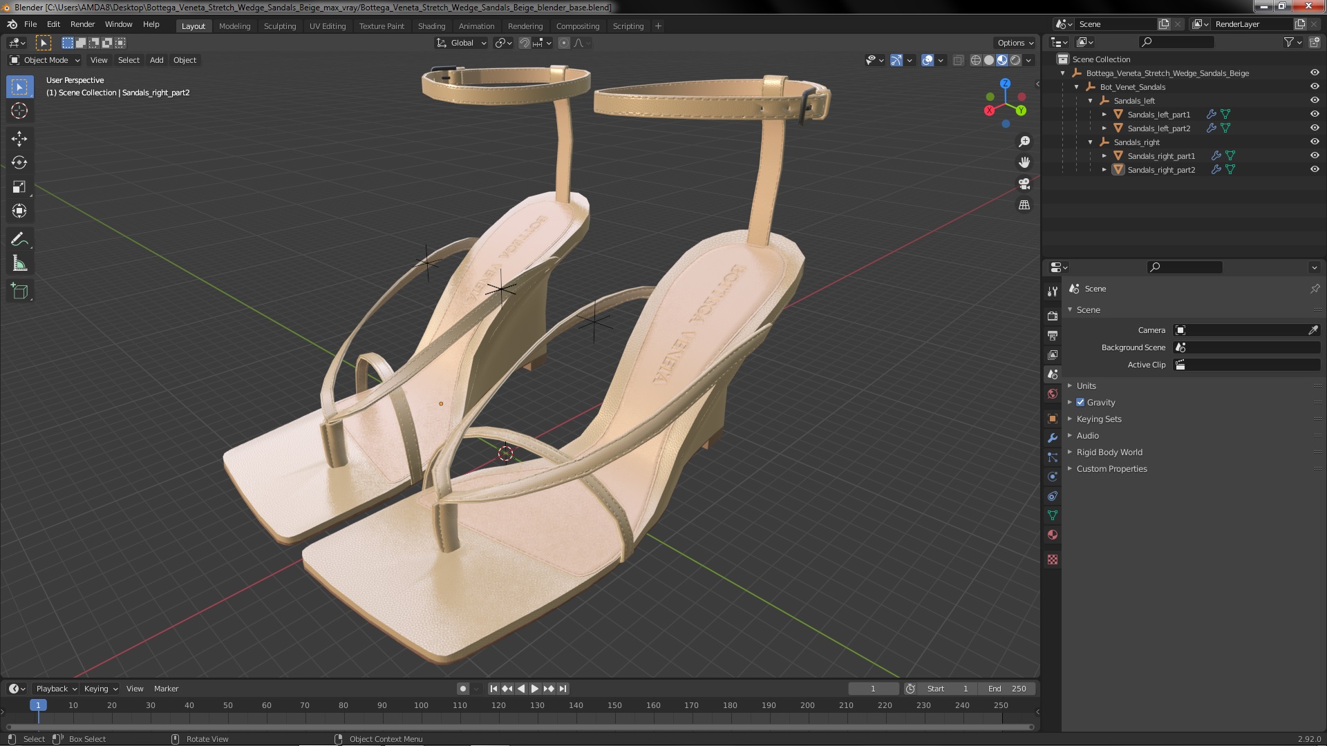 Bottega Veneta Stretch Wedge Sandals Beige 3D