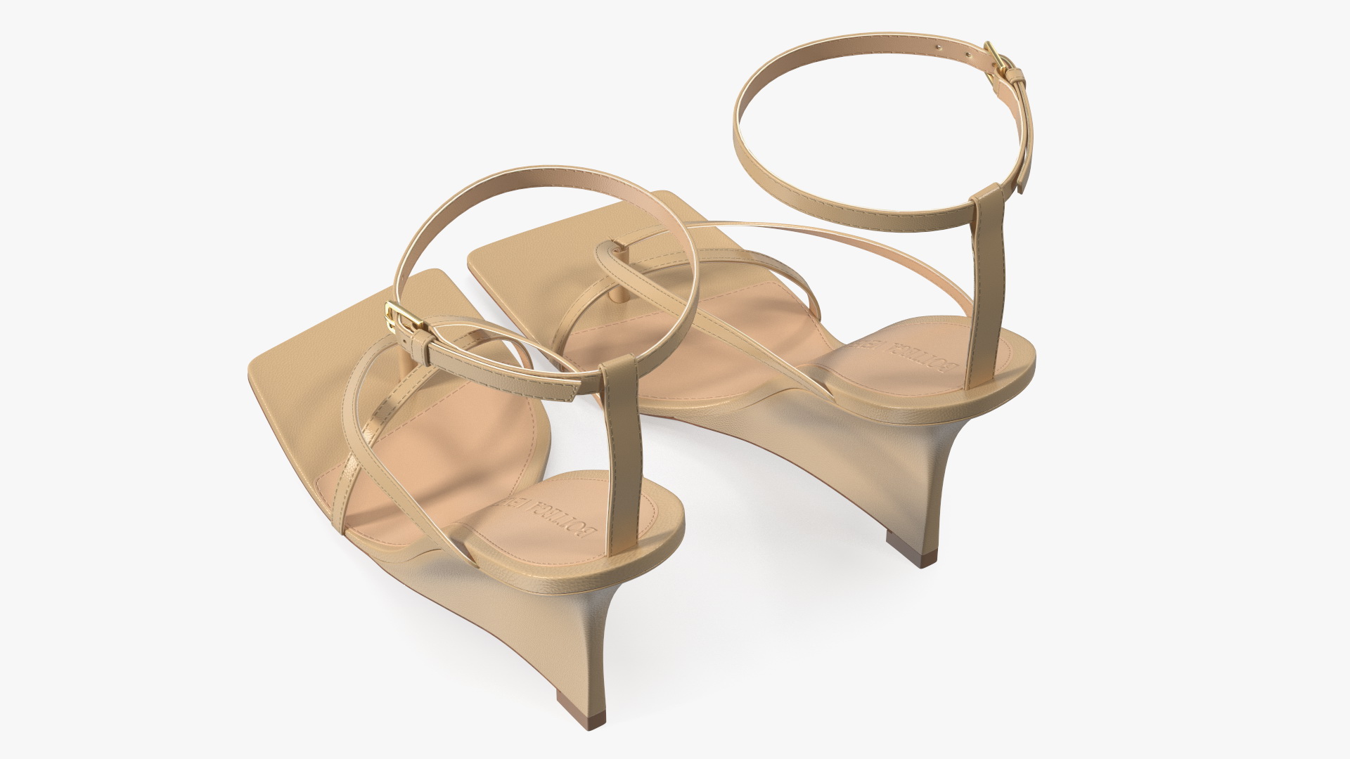 Bottega Veneta Stretch Wedge Sandals Beige 3D