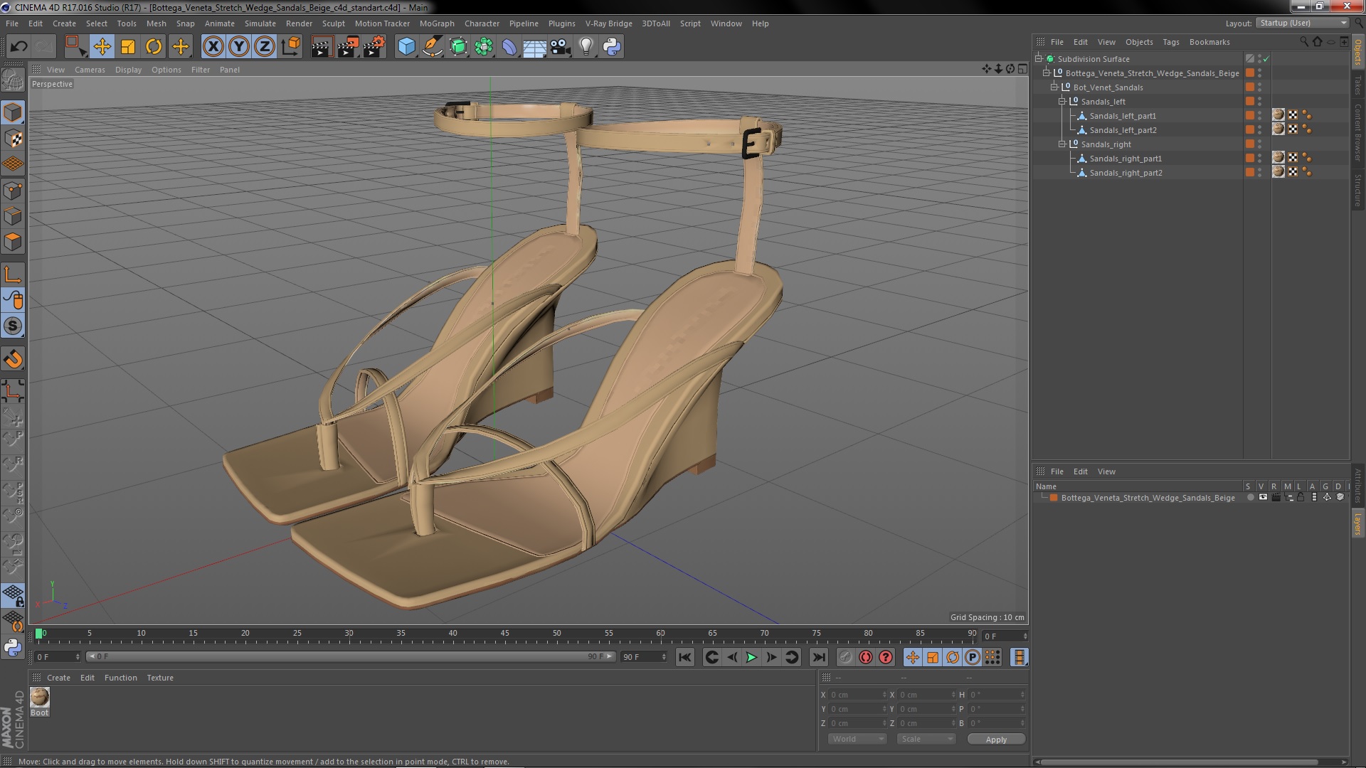Bottega Veneta Stretch Wedge Sandals Beige 3D