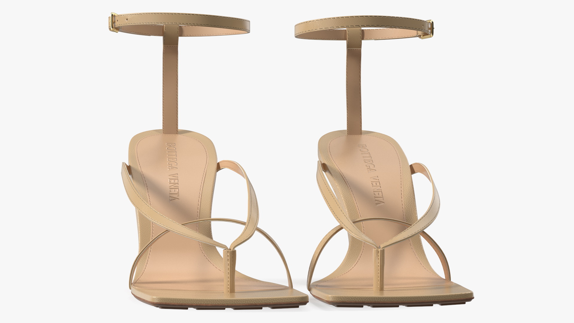 Bottega Veneta Stretch Wedge Sandals Beige 3D