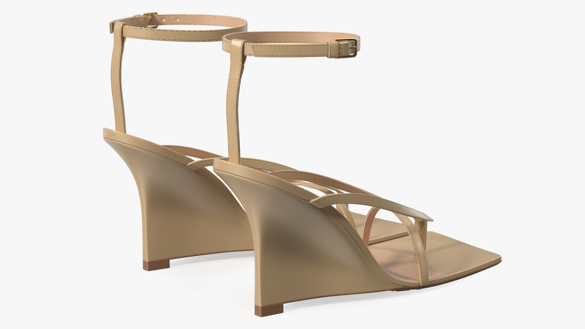 Bottega Veneta Stretch Wedge Sandals Beige 3D