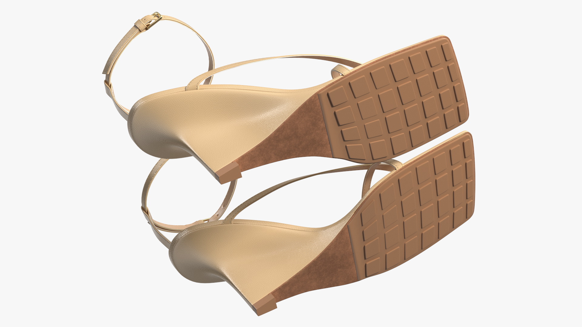 Bottega Veneta Stretch Wedge Sandals Beige 3D