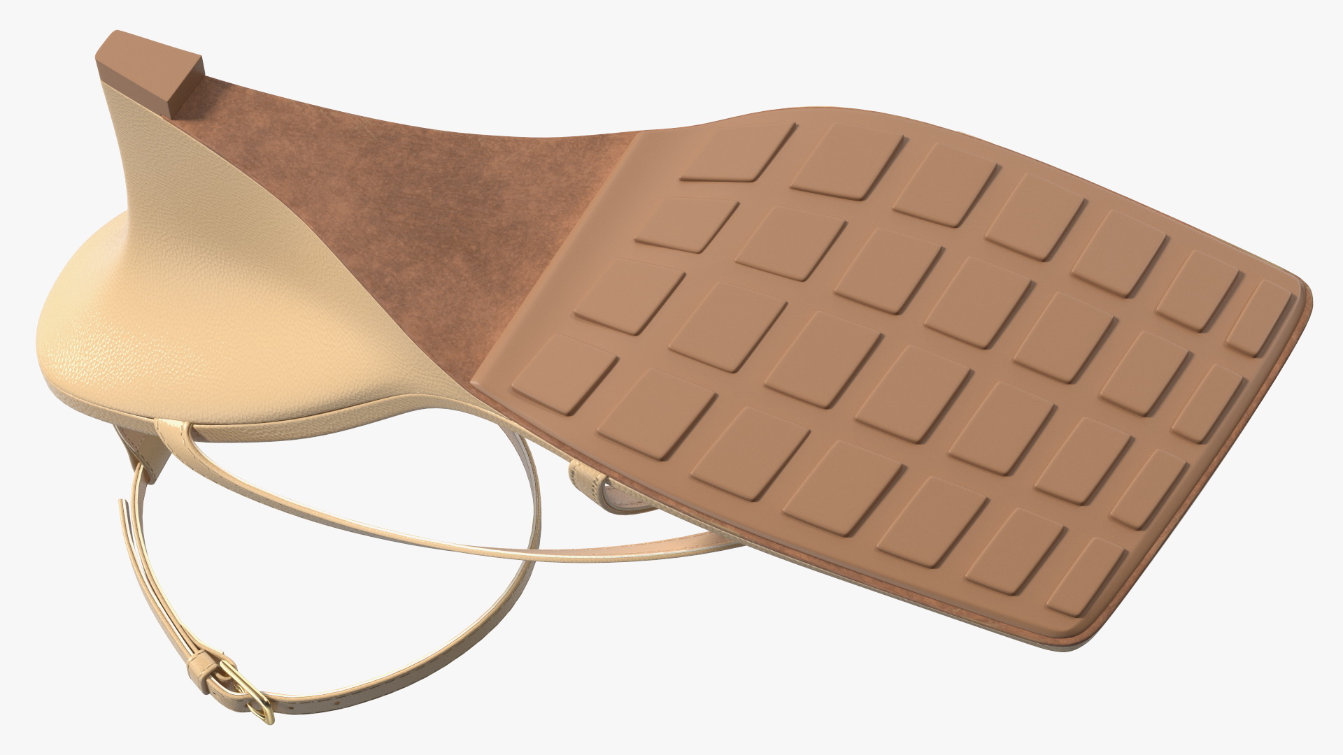 Bottega Veneta Stretch Wedge Sandals Beige 3D