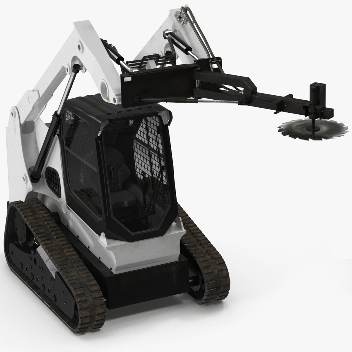 3D model Compact Track Loader with Forestry Saw Attachment Rigged for Cinema 4D