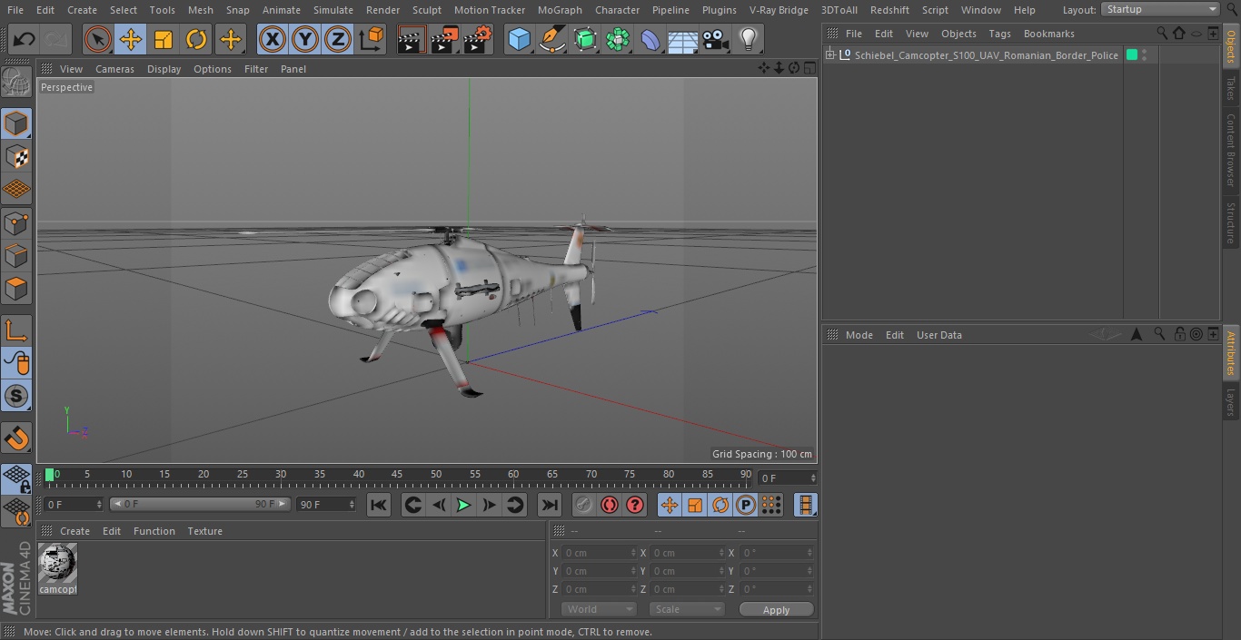 3D model Schiebel Camcopter S100 UAV Romanian Border Police