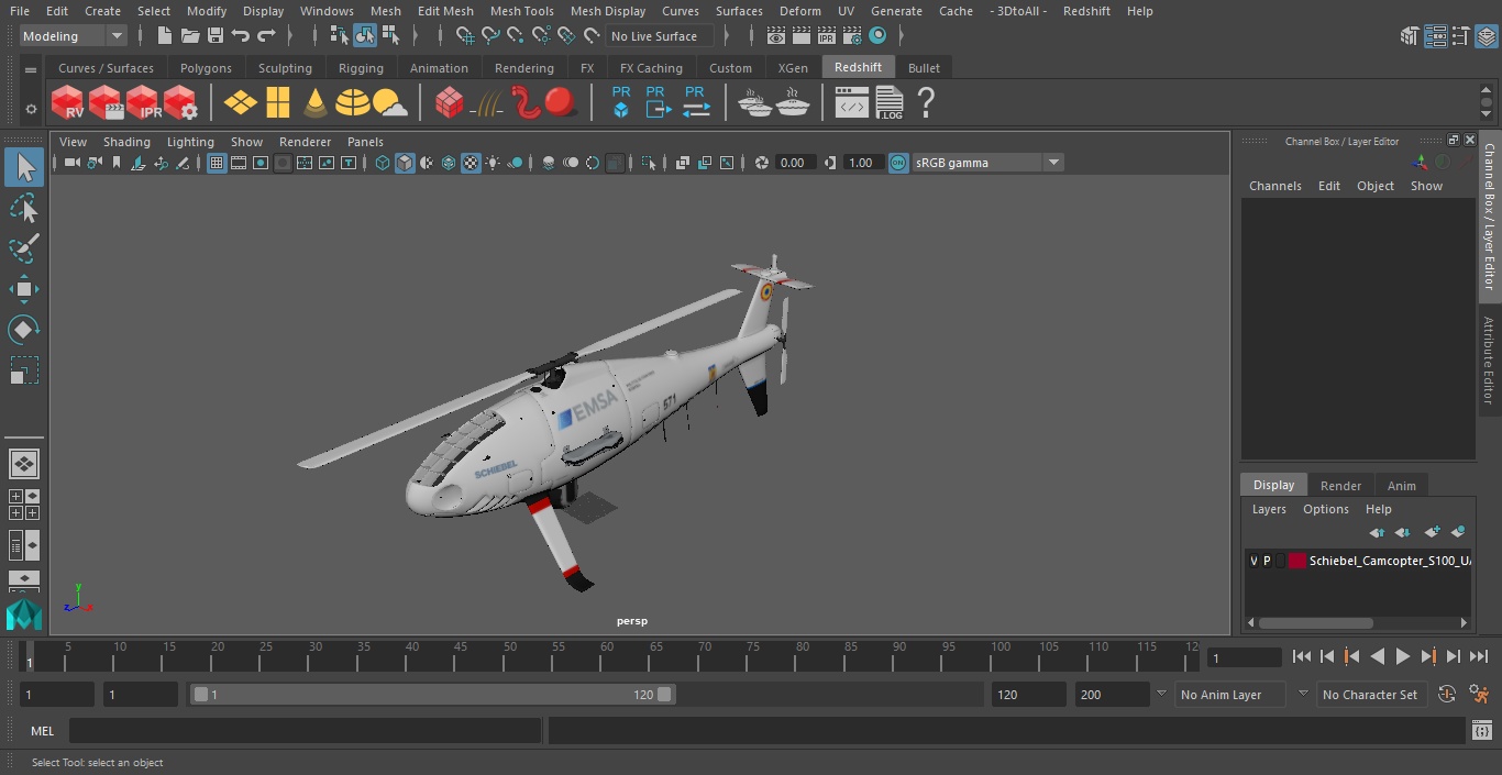 3D model Schiebel Camcopter S100 UAV Romanian Border Police