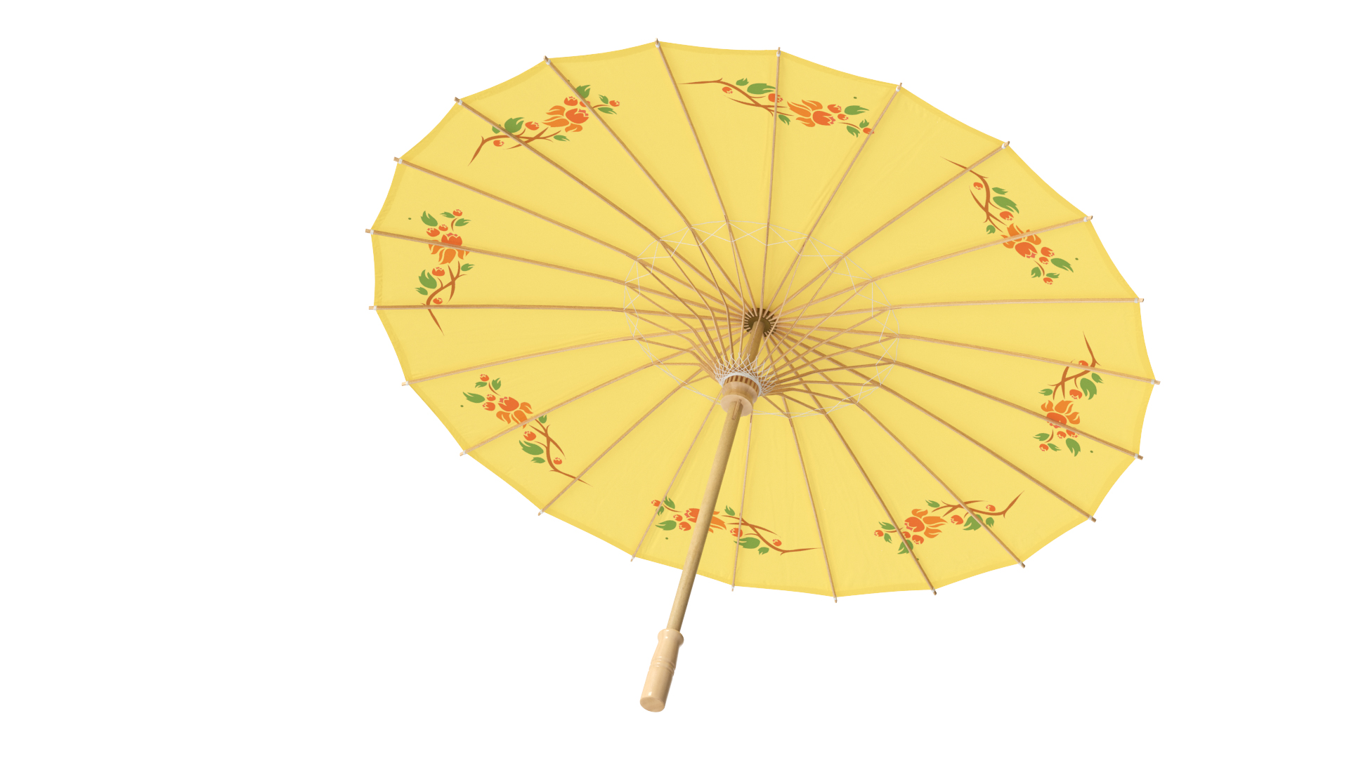 3D Traditional Chinese Ancient Umbrella Open Yellow model