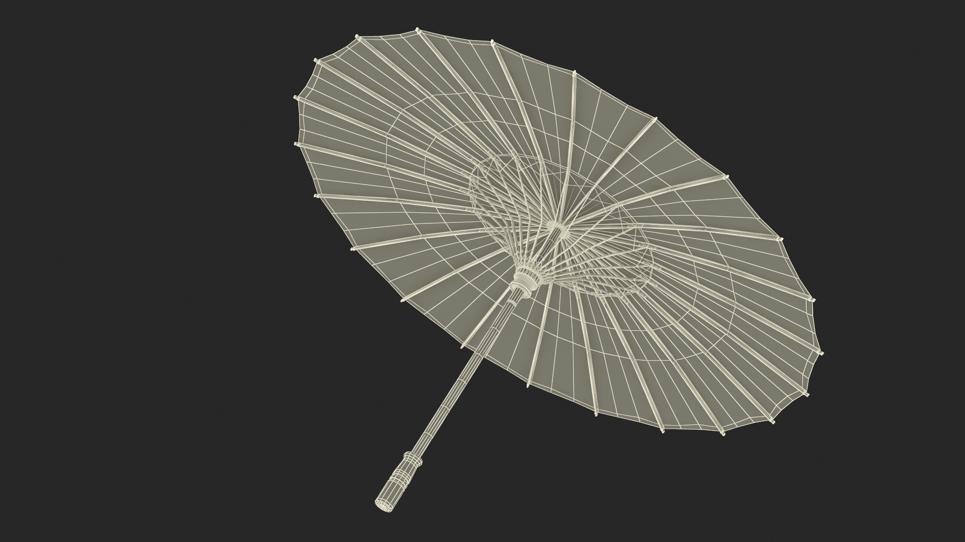 3D Traditional Chinese Ancient Umbrella Open Yellow model