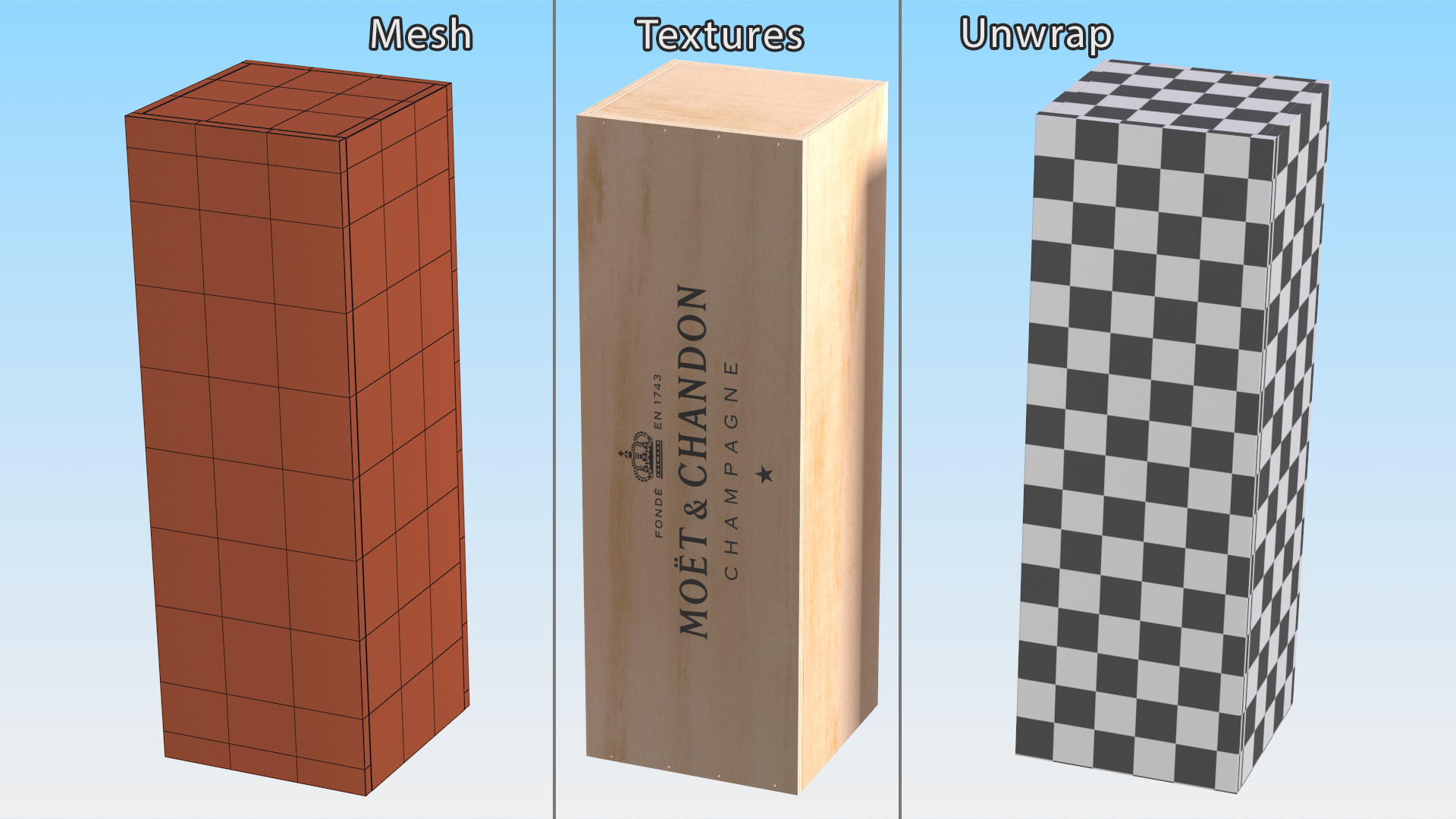 3D Wooden Champagne Box Moet and Chandon Brut Imperial