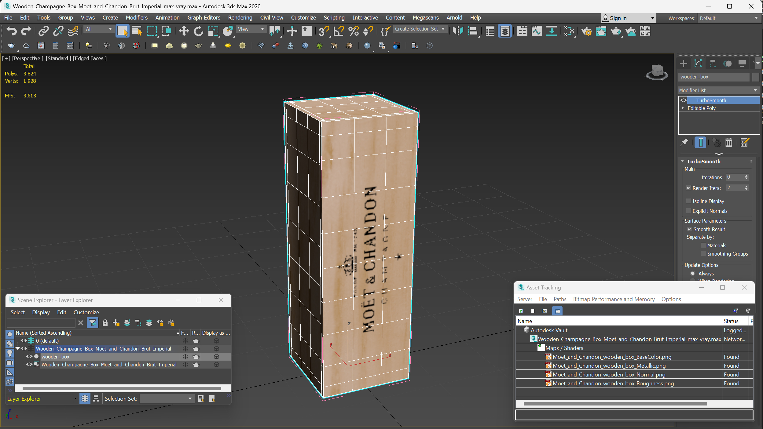 3D Wooden Champagne Box Moet and Chandon Brut Imperial