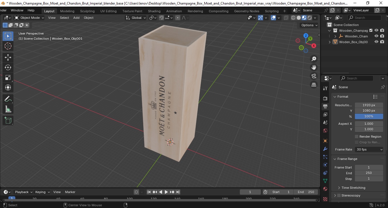 3D Wooden Champagne Box Moet and Chandon Brut Imperial