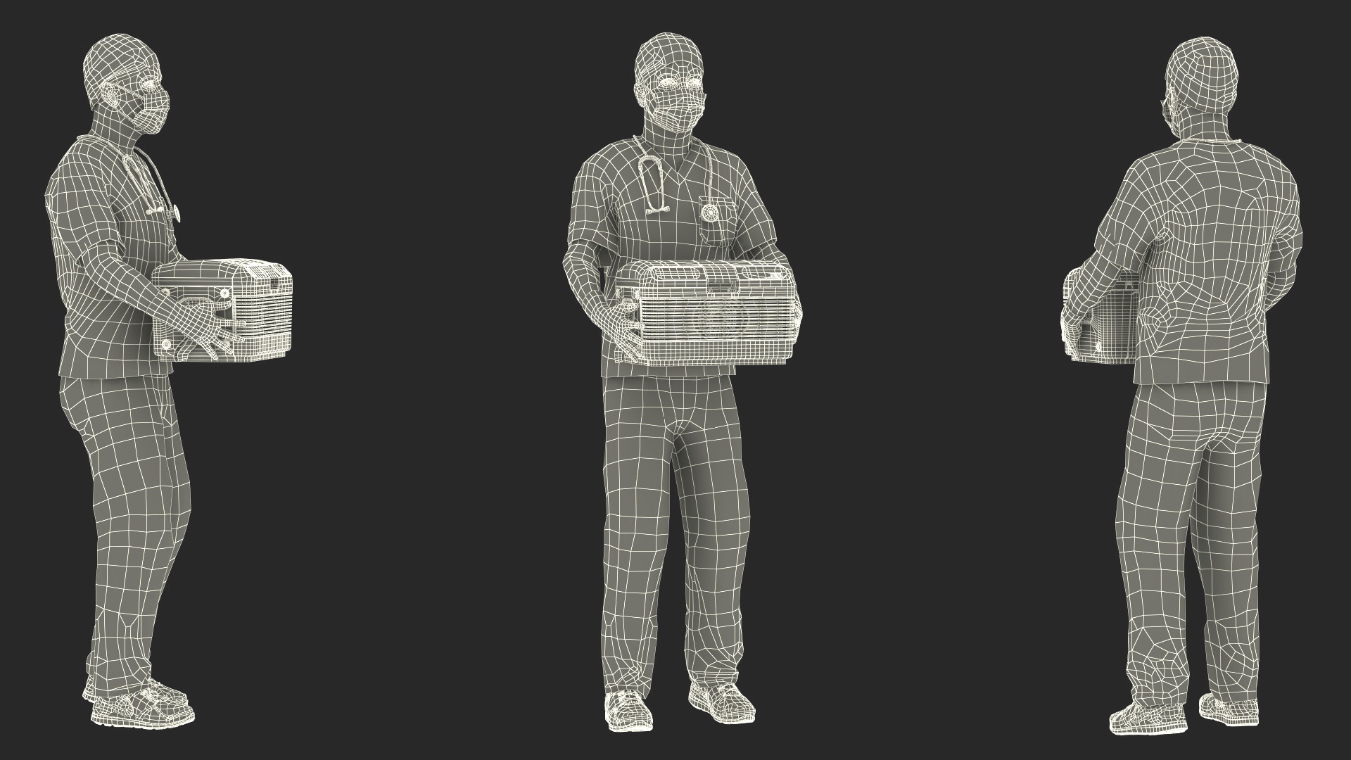 3D Medical Professional with Portable Medication Carrier model