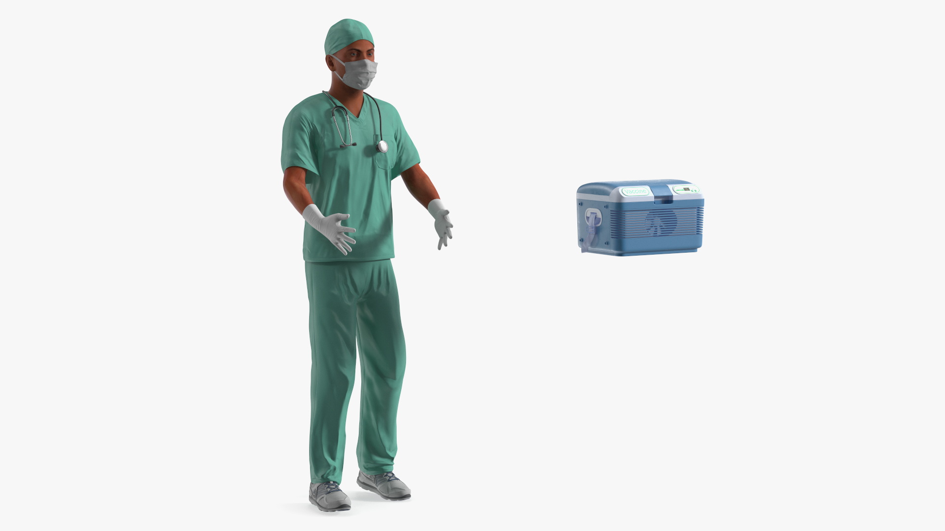 3D Medical Professional with Portable Medication Carrier model