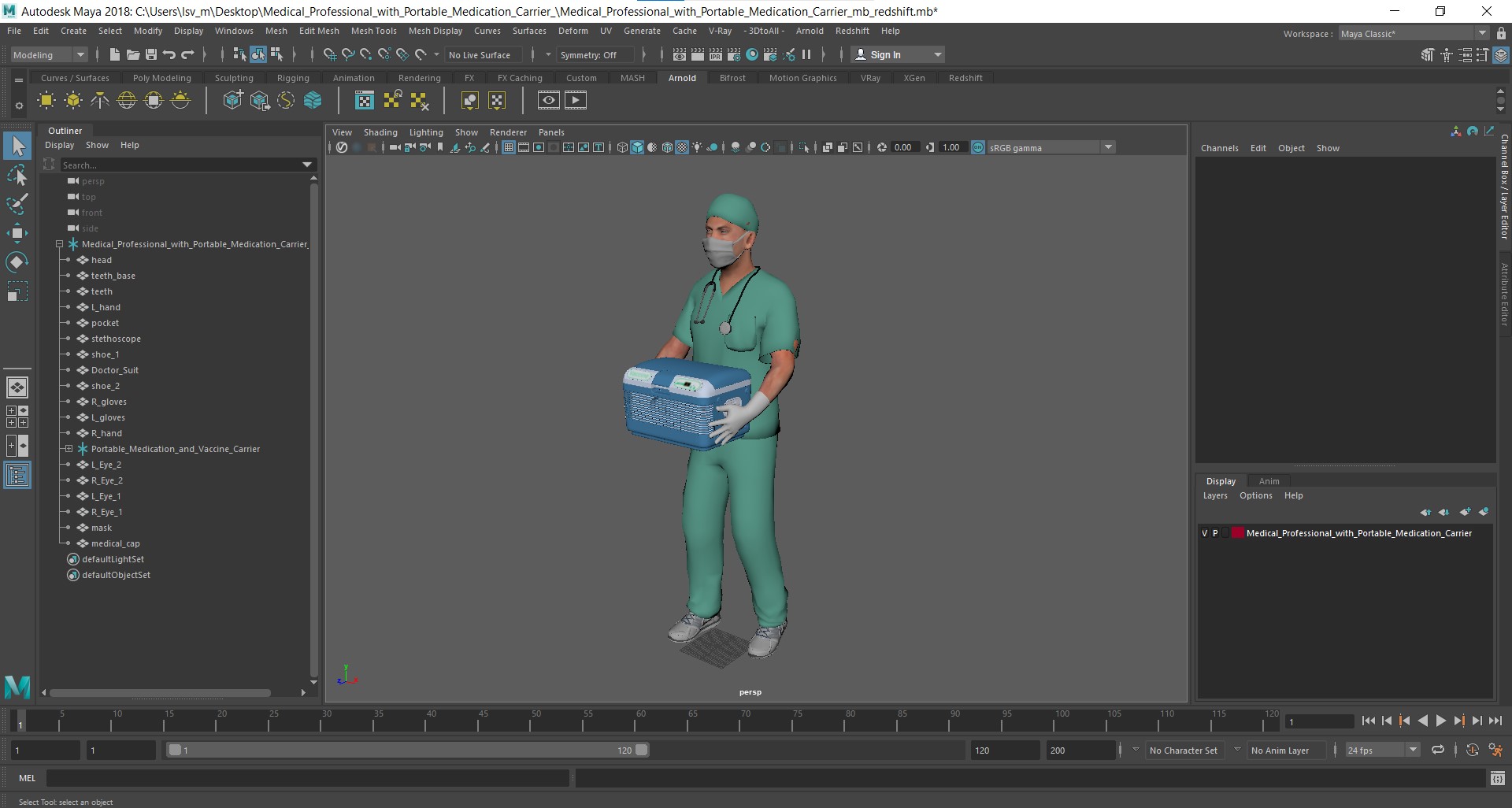 3D Medical Professional with Portable Medication Carrier model