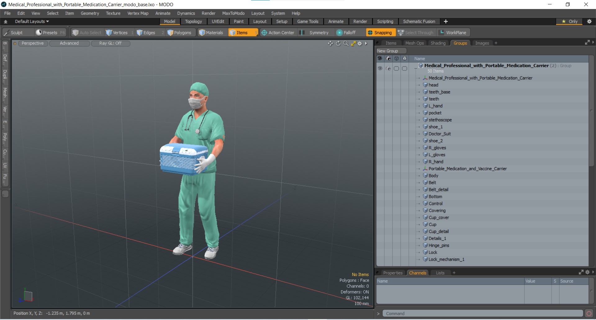 3D Medical Professional with Portable Medication Carrier model