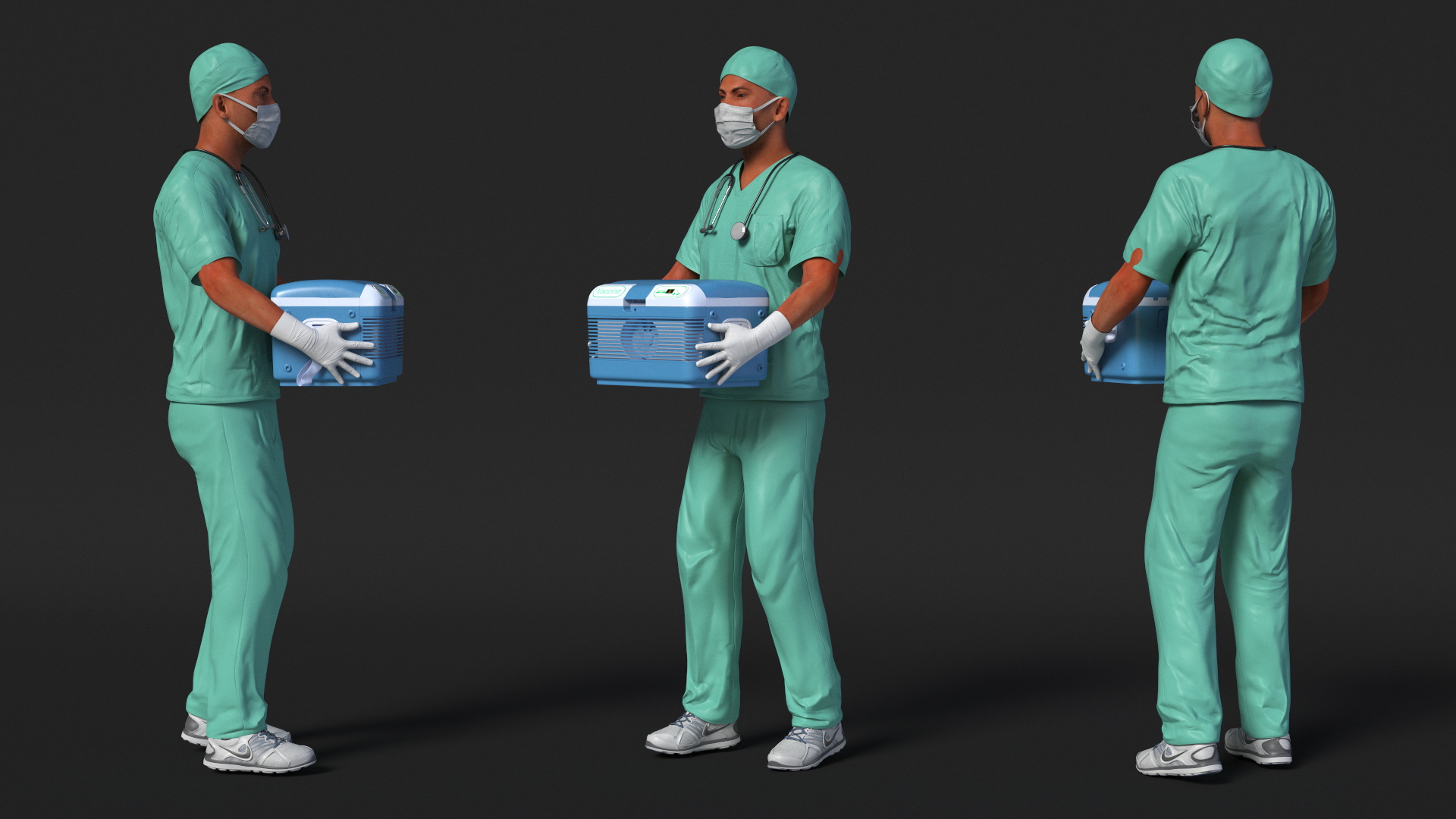 3D Medical Professional with Portable Medication Carrier model