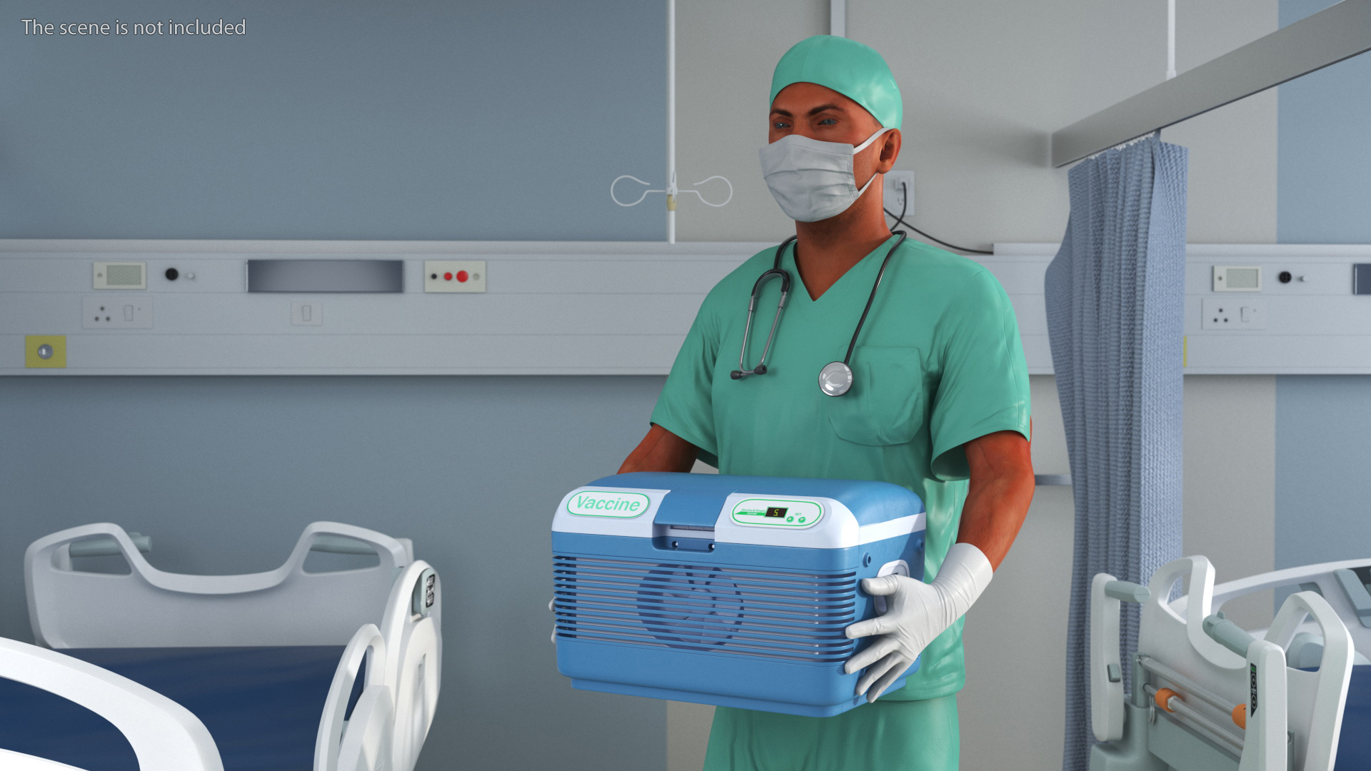 3D Medical Professional with Portable Medication Carrier model