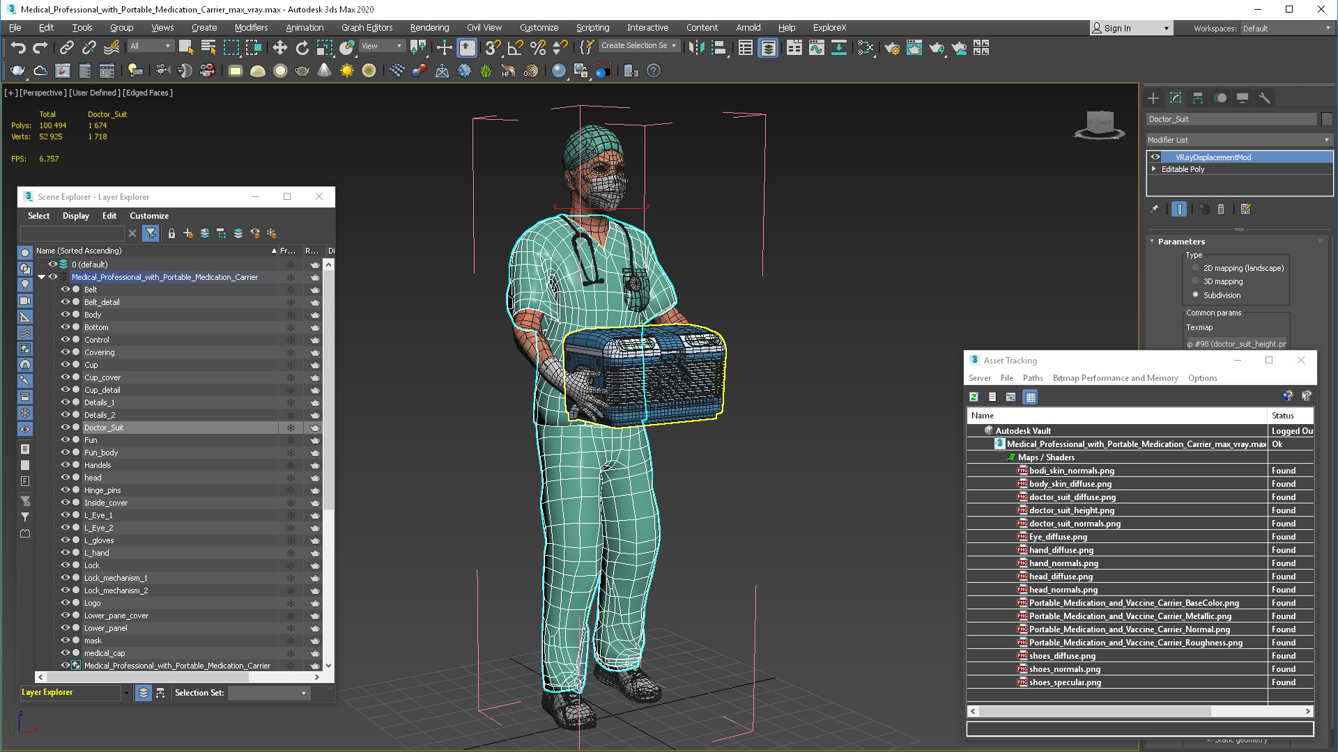 3D Medical Professional with Portable Medication Carrier model