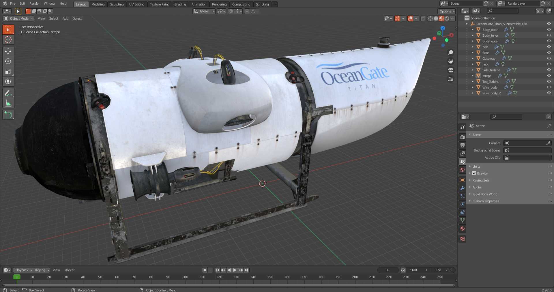 3D OceanGate Titan Submersible Old