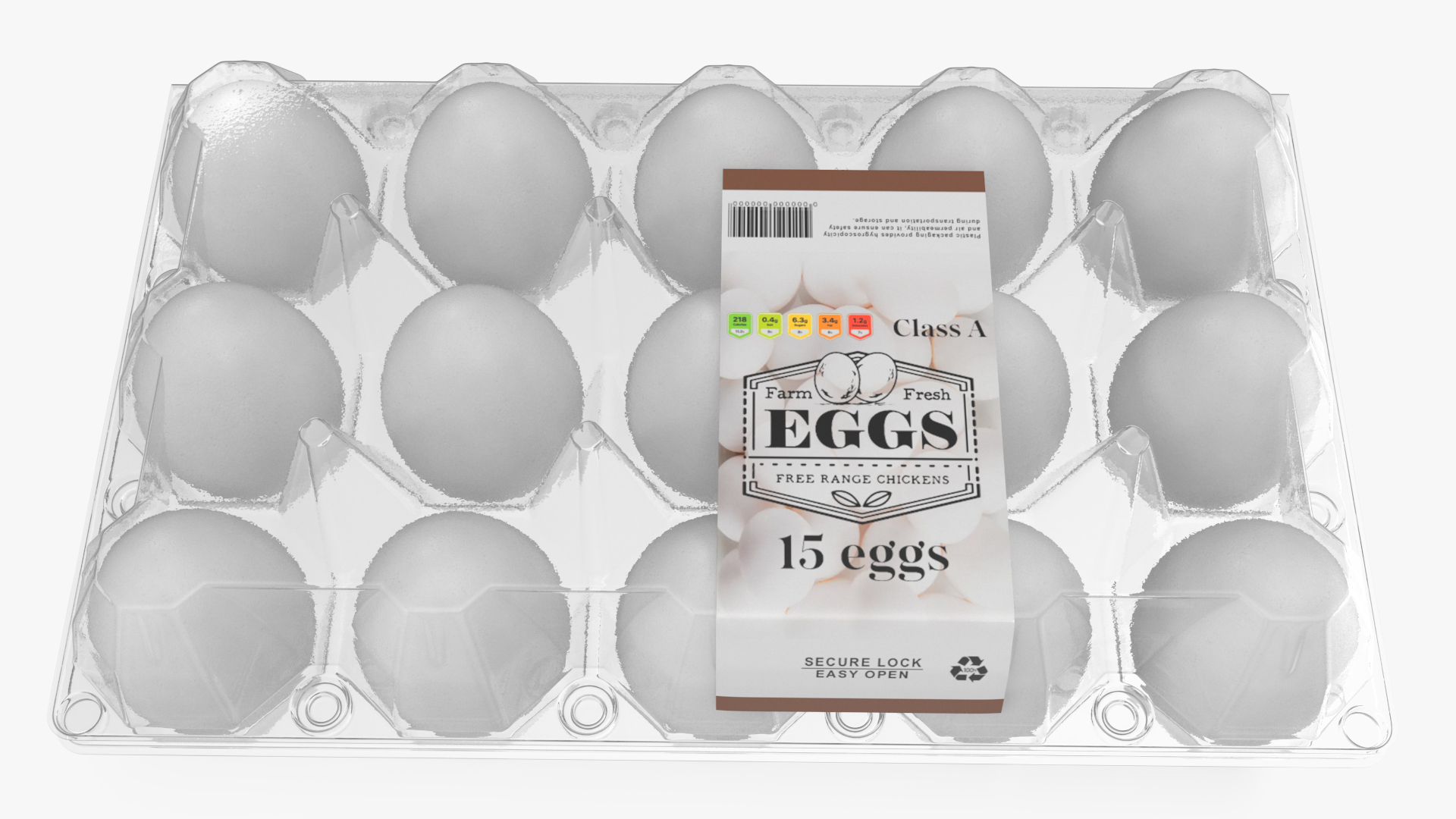 Realistic Egg Tray Packaging with White Eggs 3D model