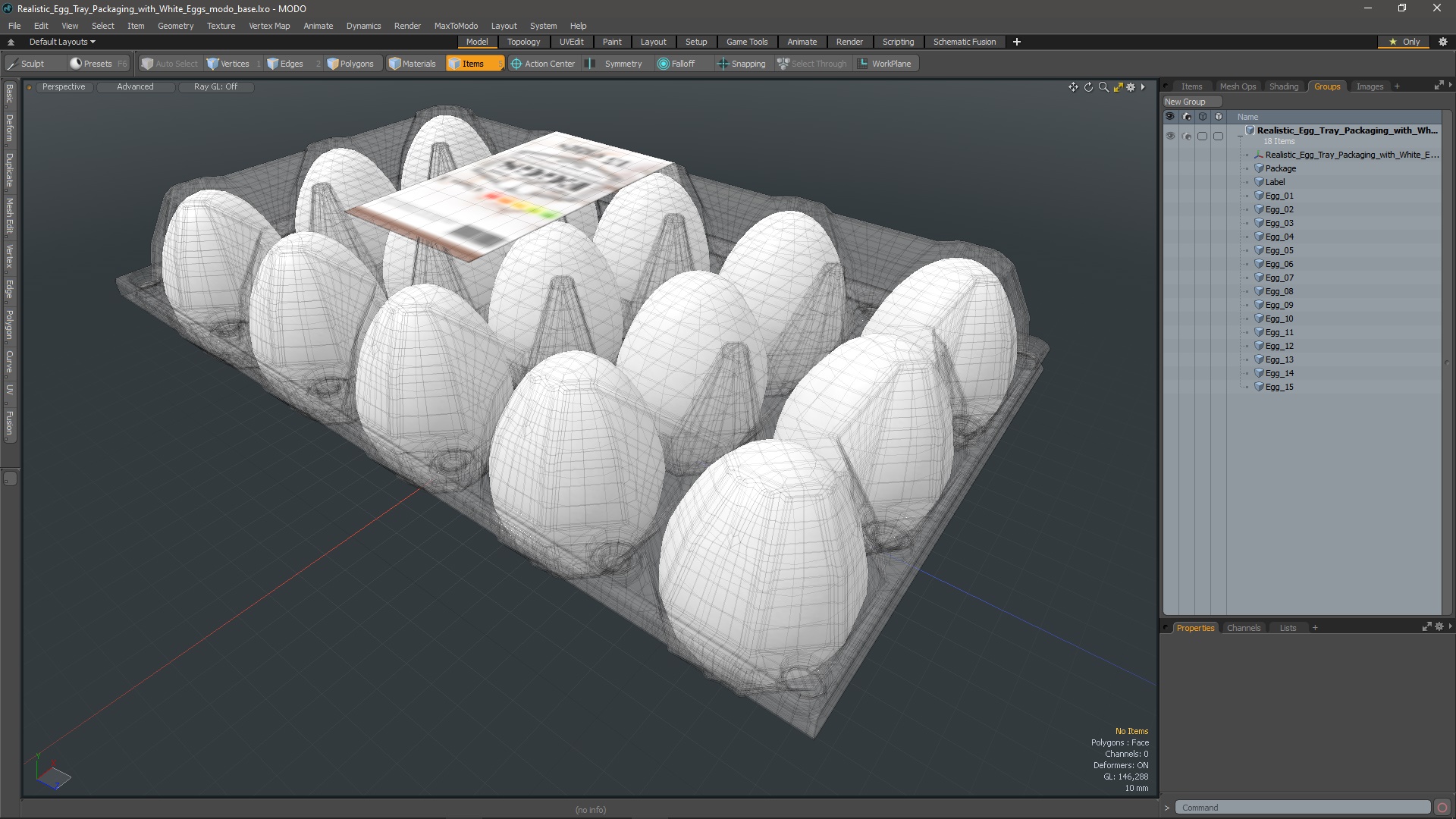 Realistic Egg Tray Packaging with White Eggs 3D model