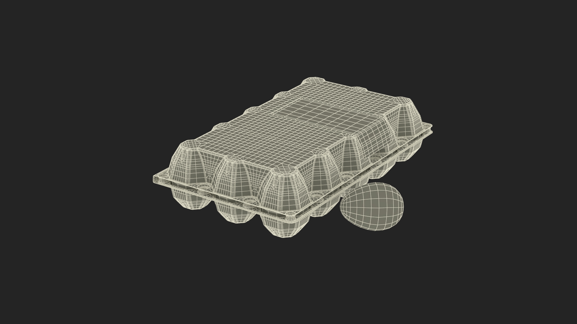 Realistic Egg Tray Packaging with White Eggs 3D model