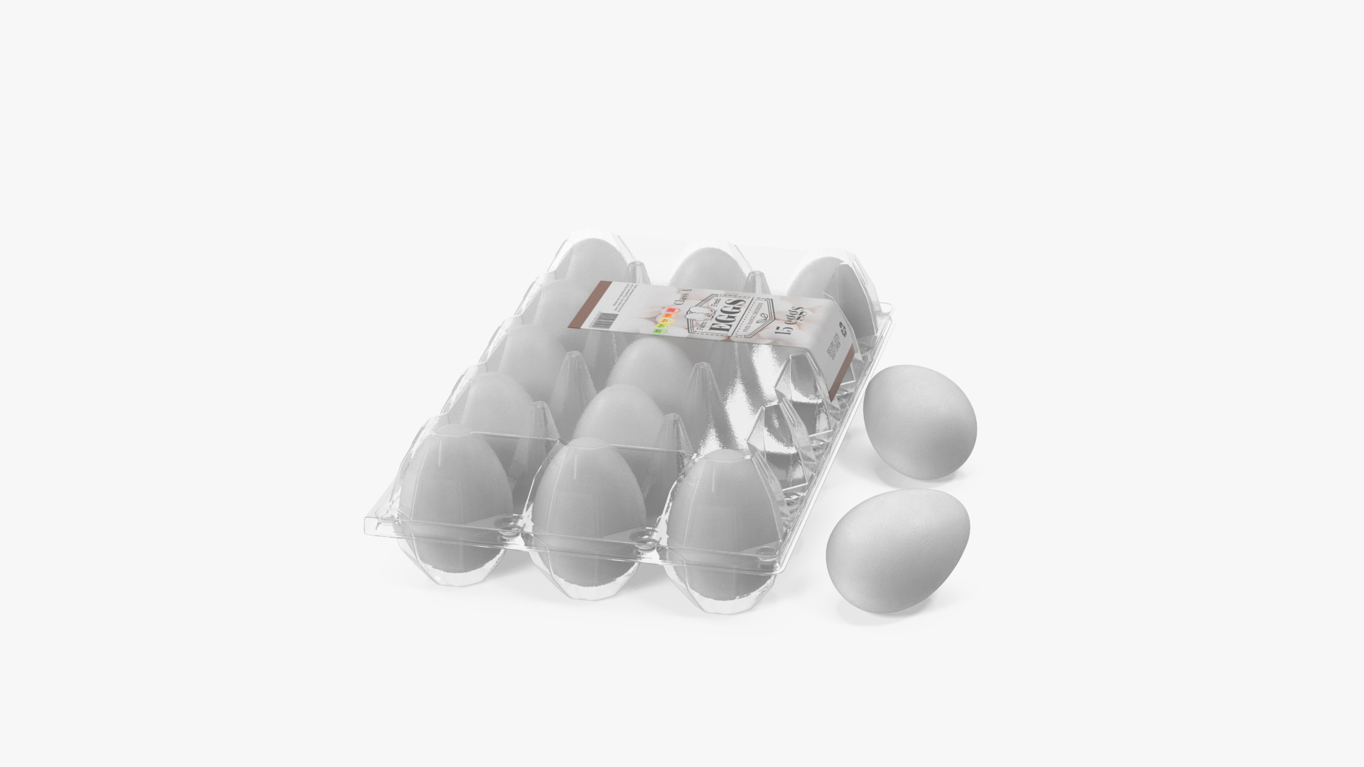 Realistic Egg Tray Packaging with White Eggs 3D model